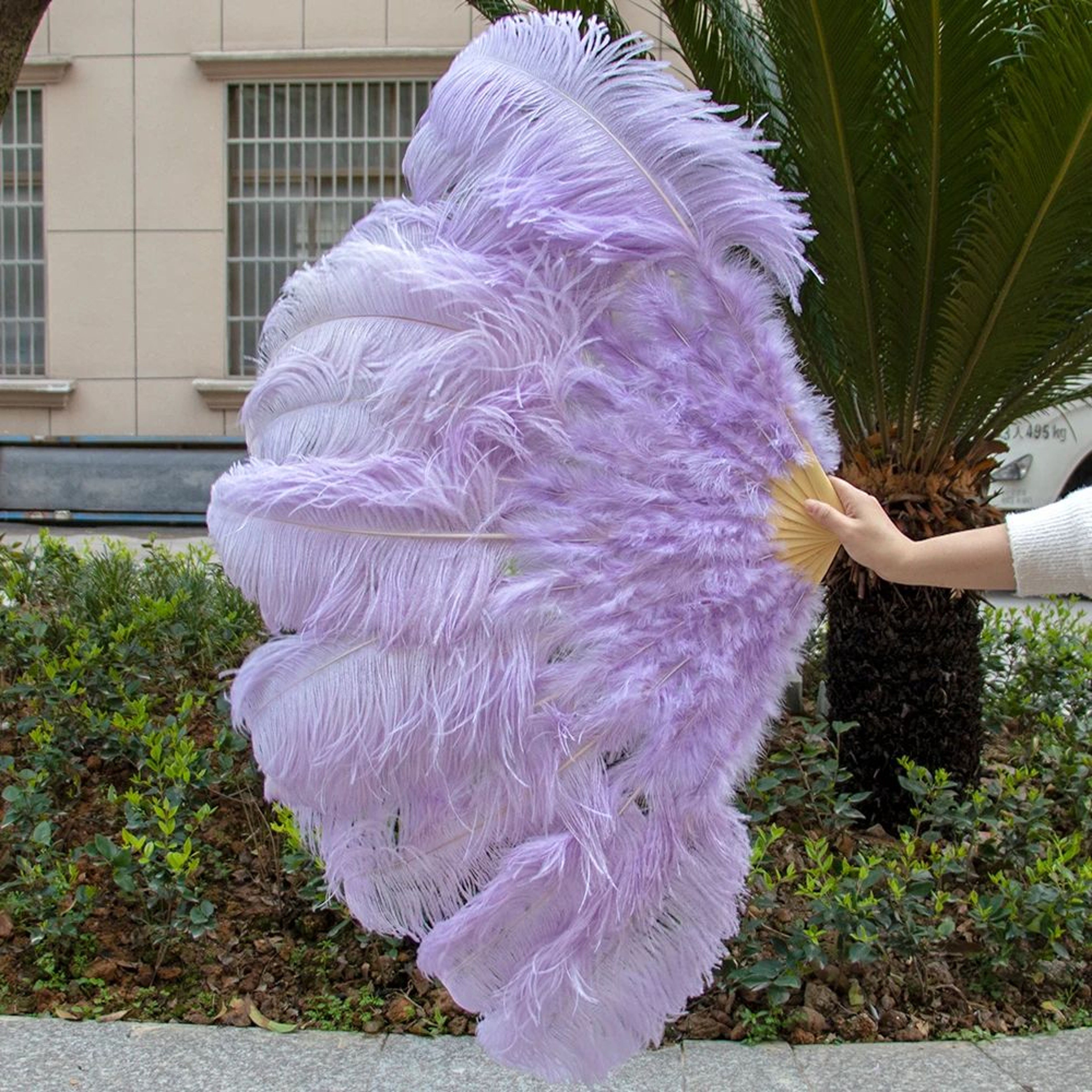 Large Ostrich Feather Folding Fan For Dance And Stage Shows 16
