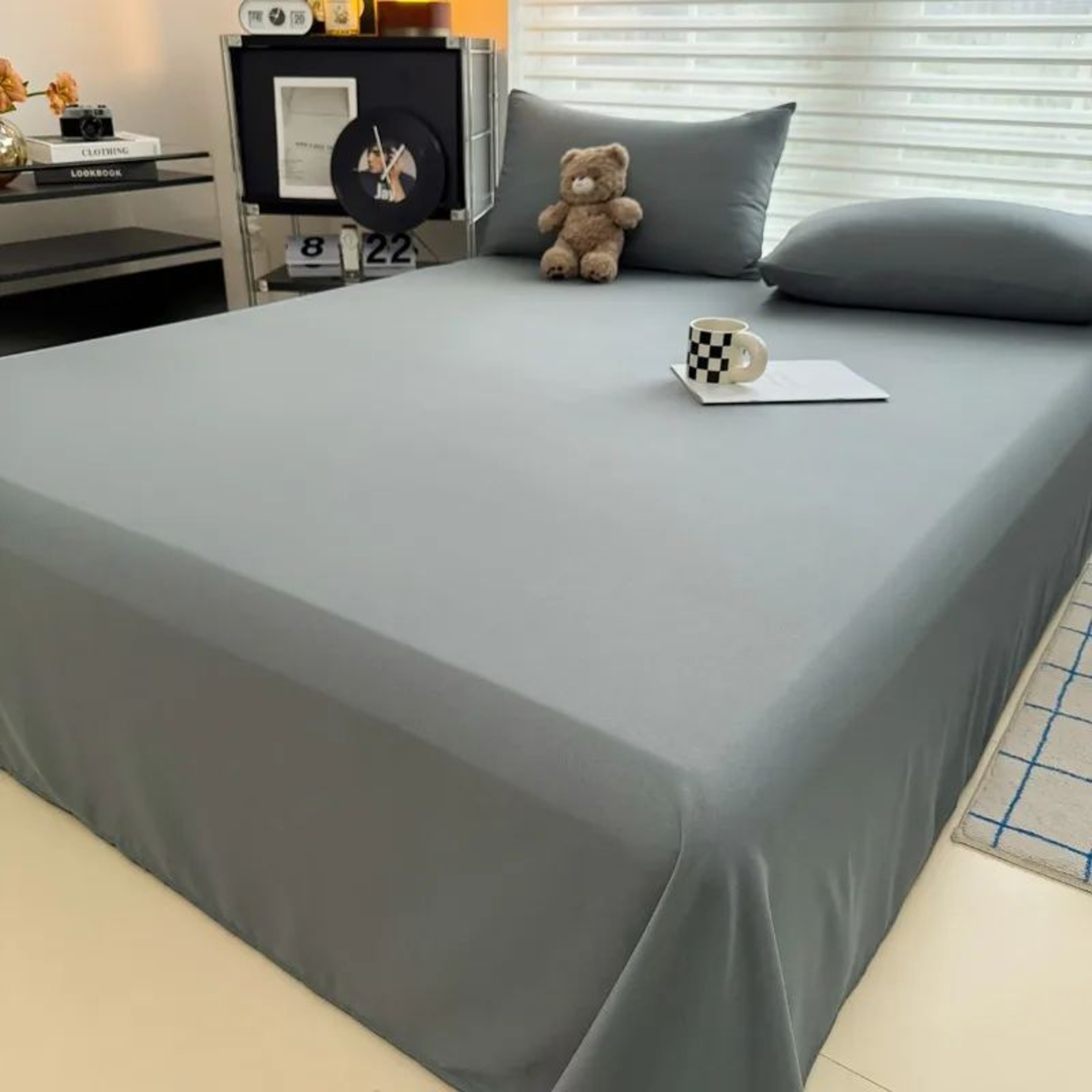 Soft Solid Color Flat Bedsheet For Single Double Queen And King Beds 1