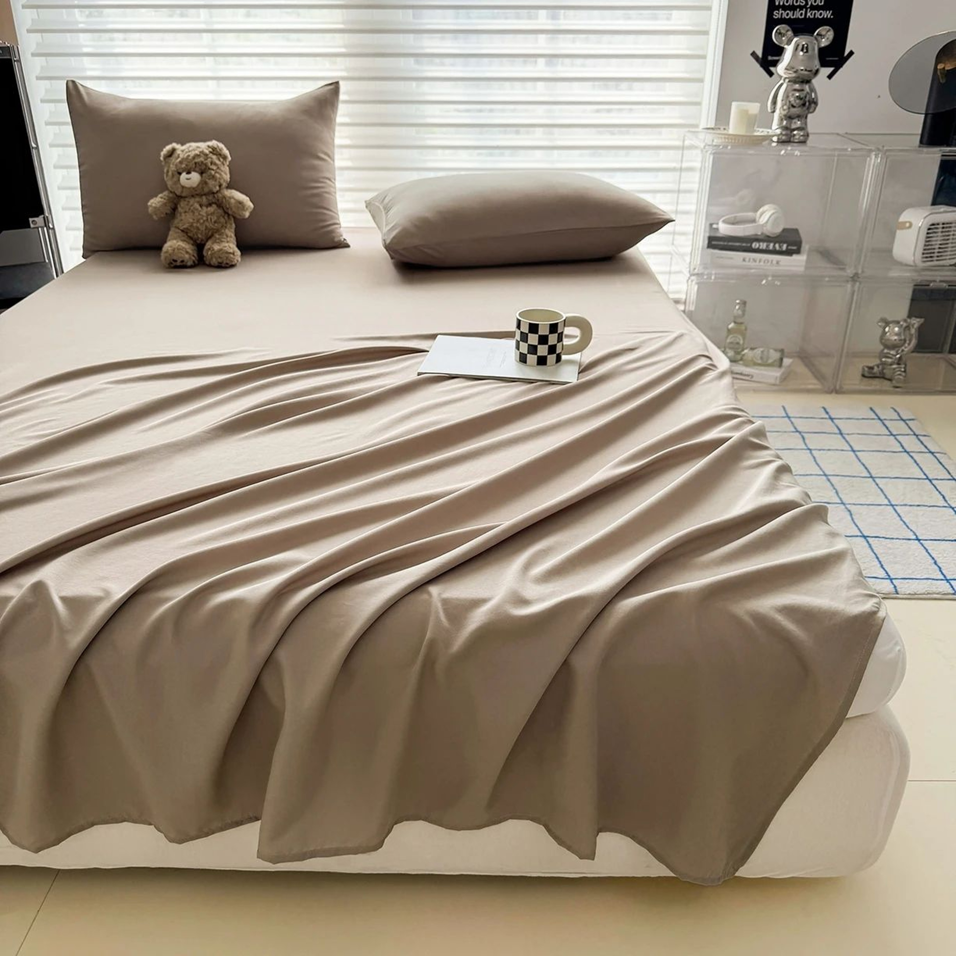 Soft Solid Color Flat Bedsheet For Single Double Queen And King Beds 8