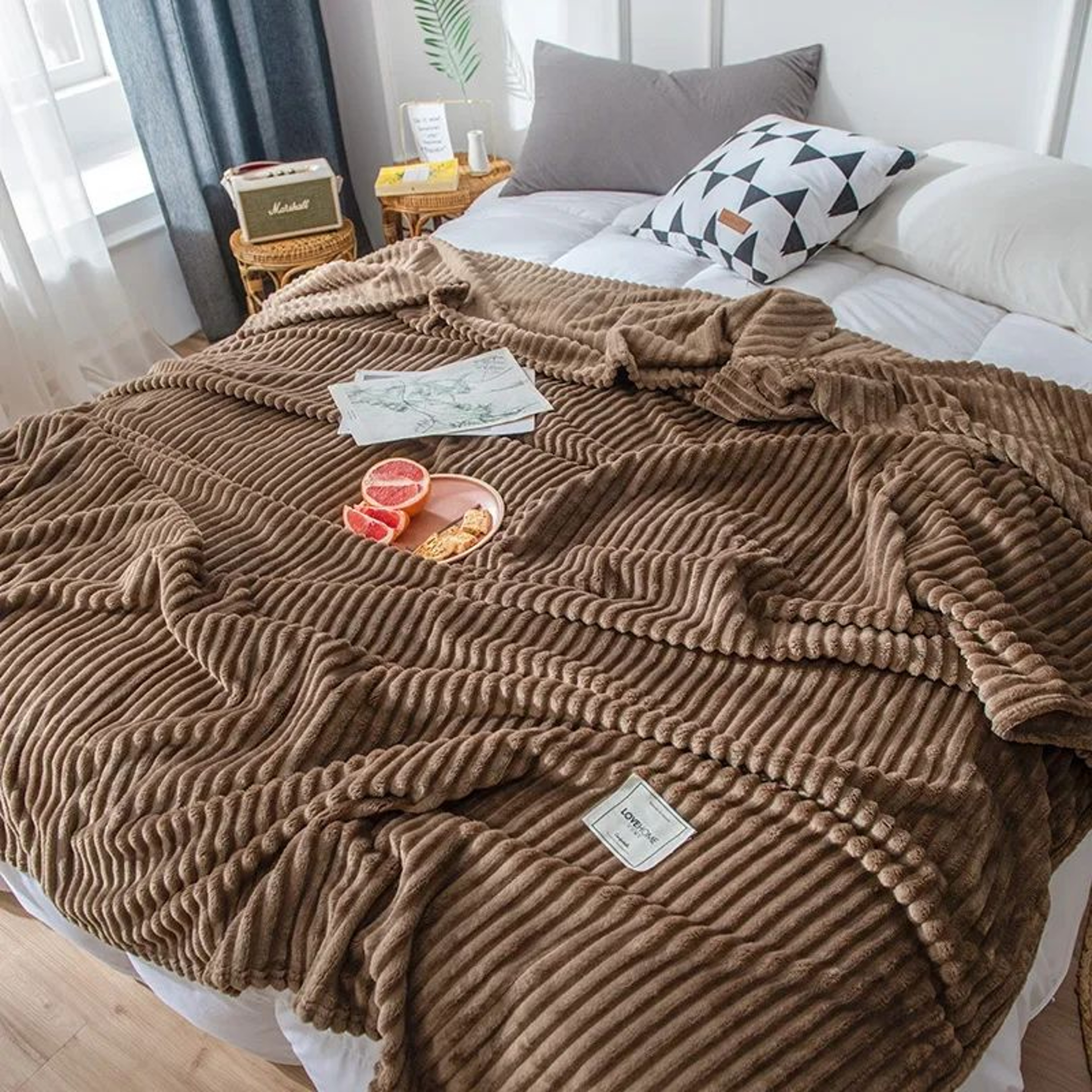 Patterned Soft Hugging Throw Blanket For Sofa Bed And Couch 7