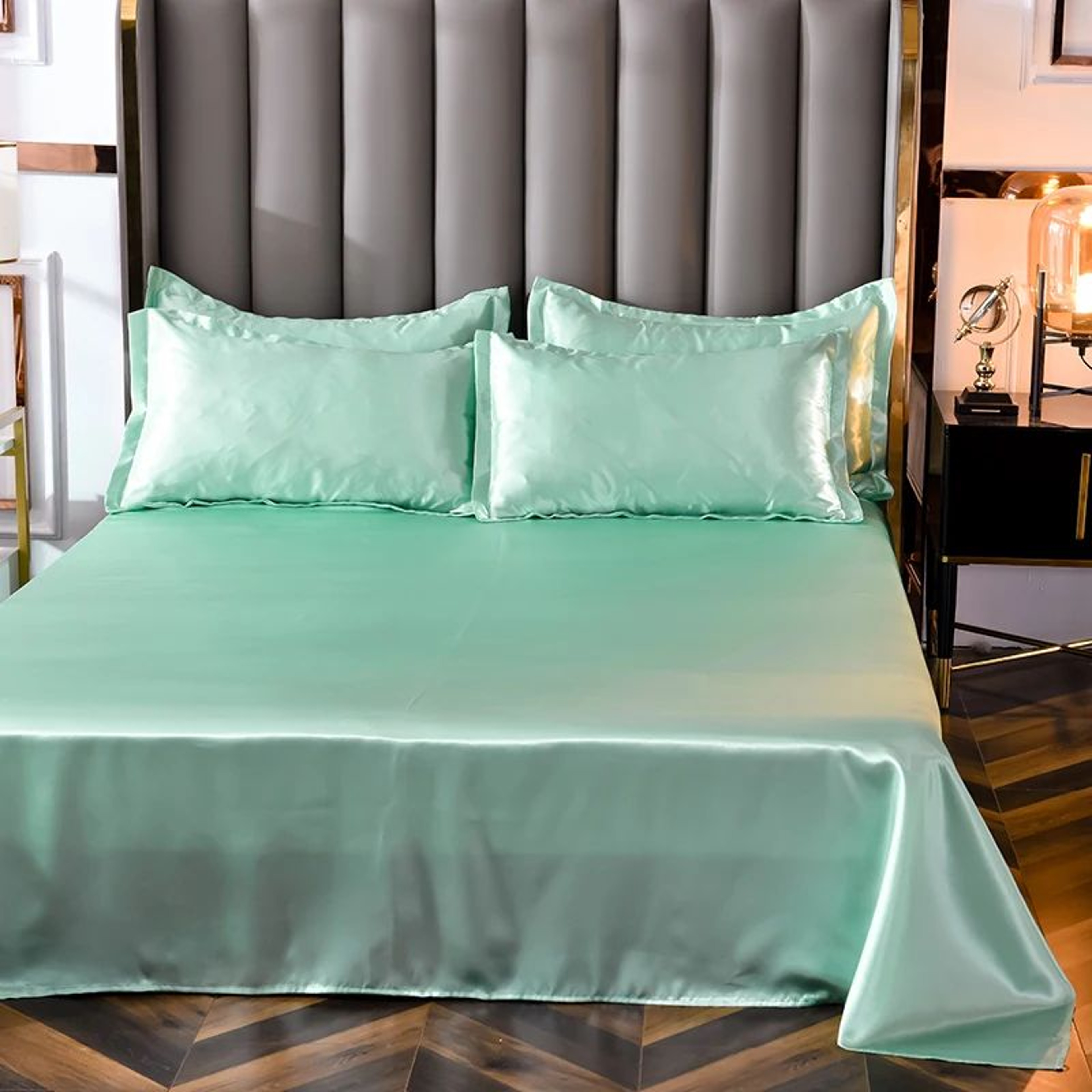 Luxury Solid Color Satin Bed Sheet Set Soft And Silky 1