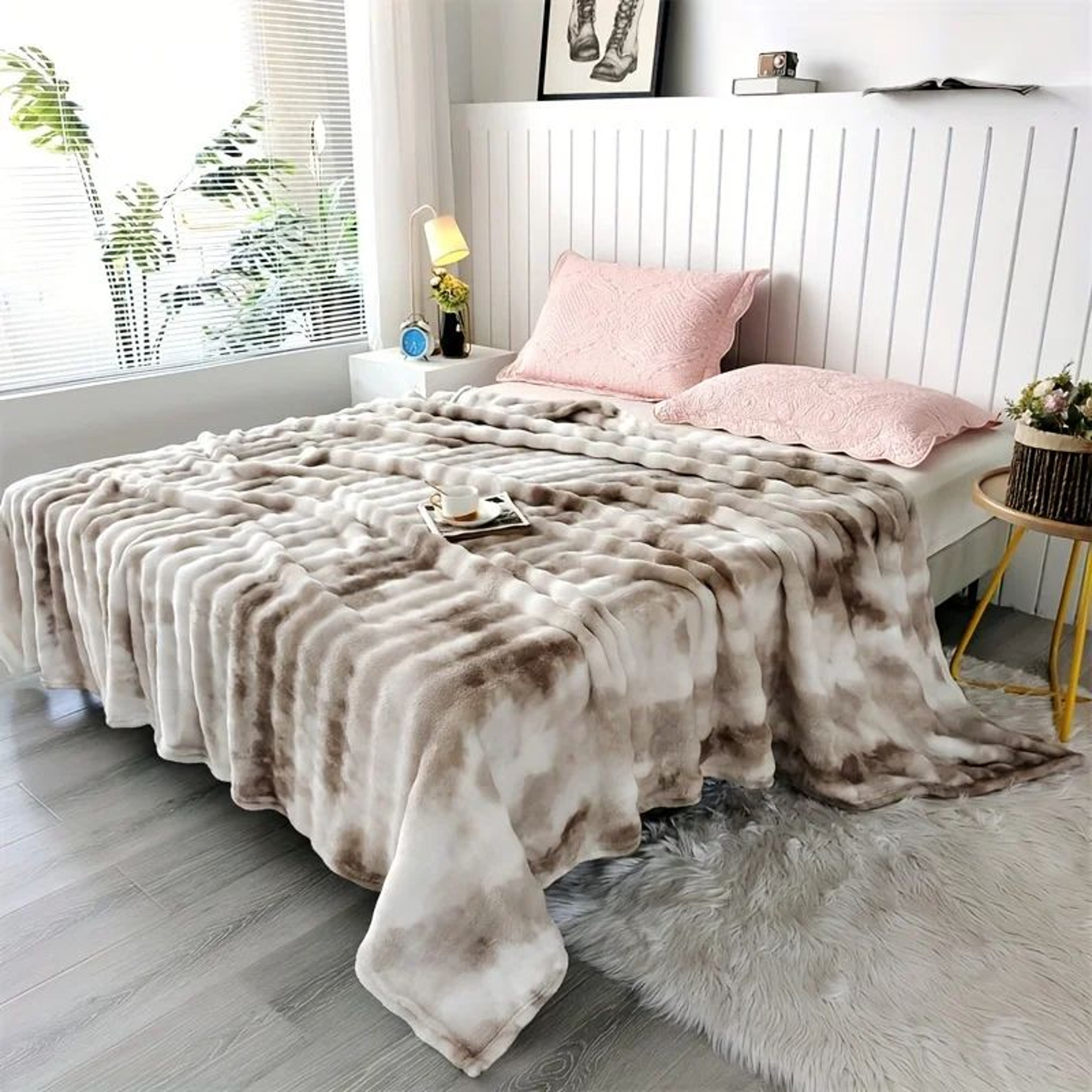 Luxury Faux Rabbit Fur Soft Thick Warm Throw Blanket 7