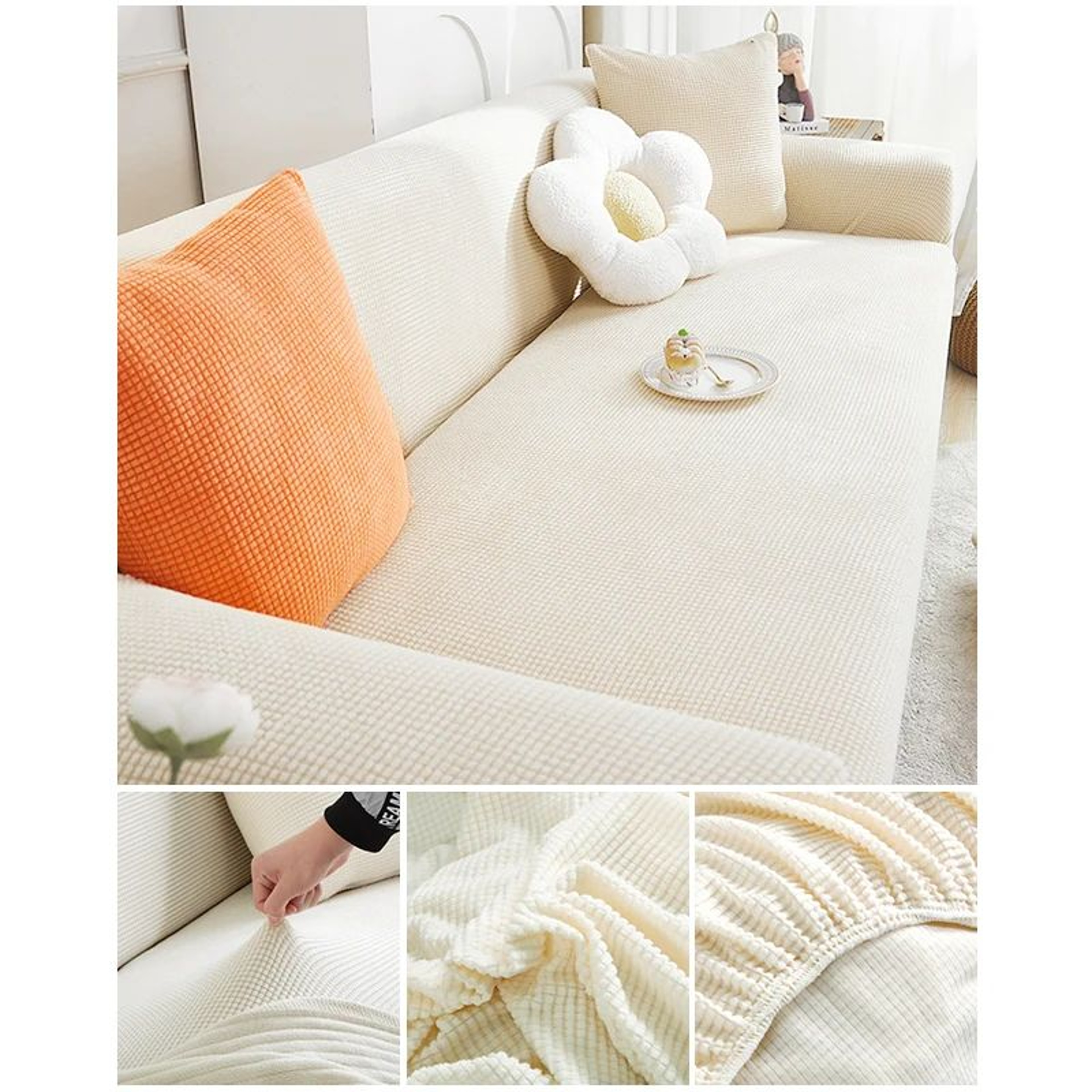 Elastic Jacquard Stretch Sofa Cover For Sectional Couch 17