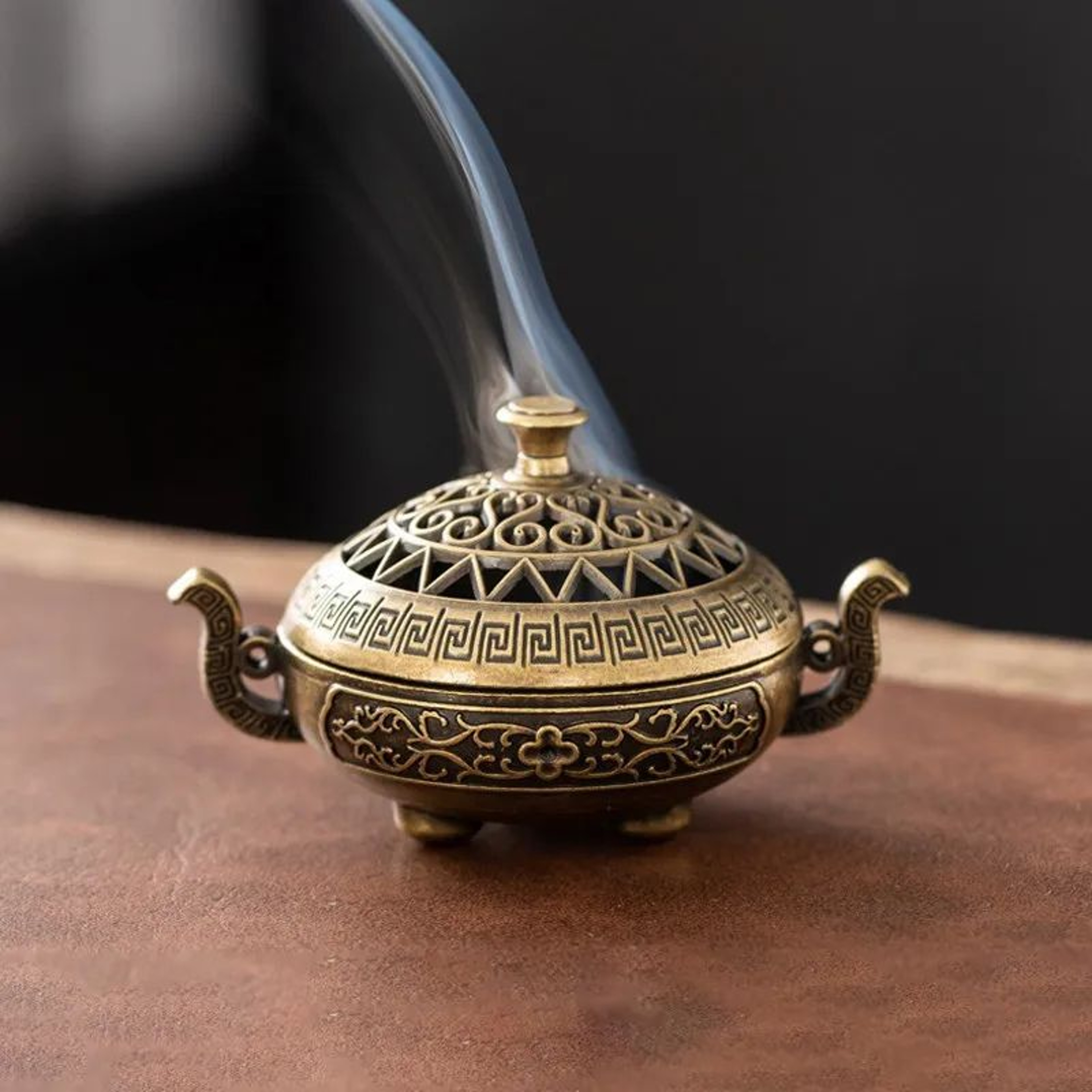Vintage Three Legged Alloy Incense Burner And Stick Holder 0