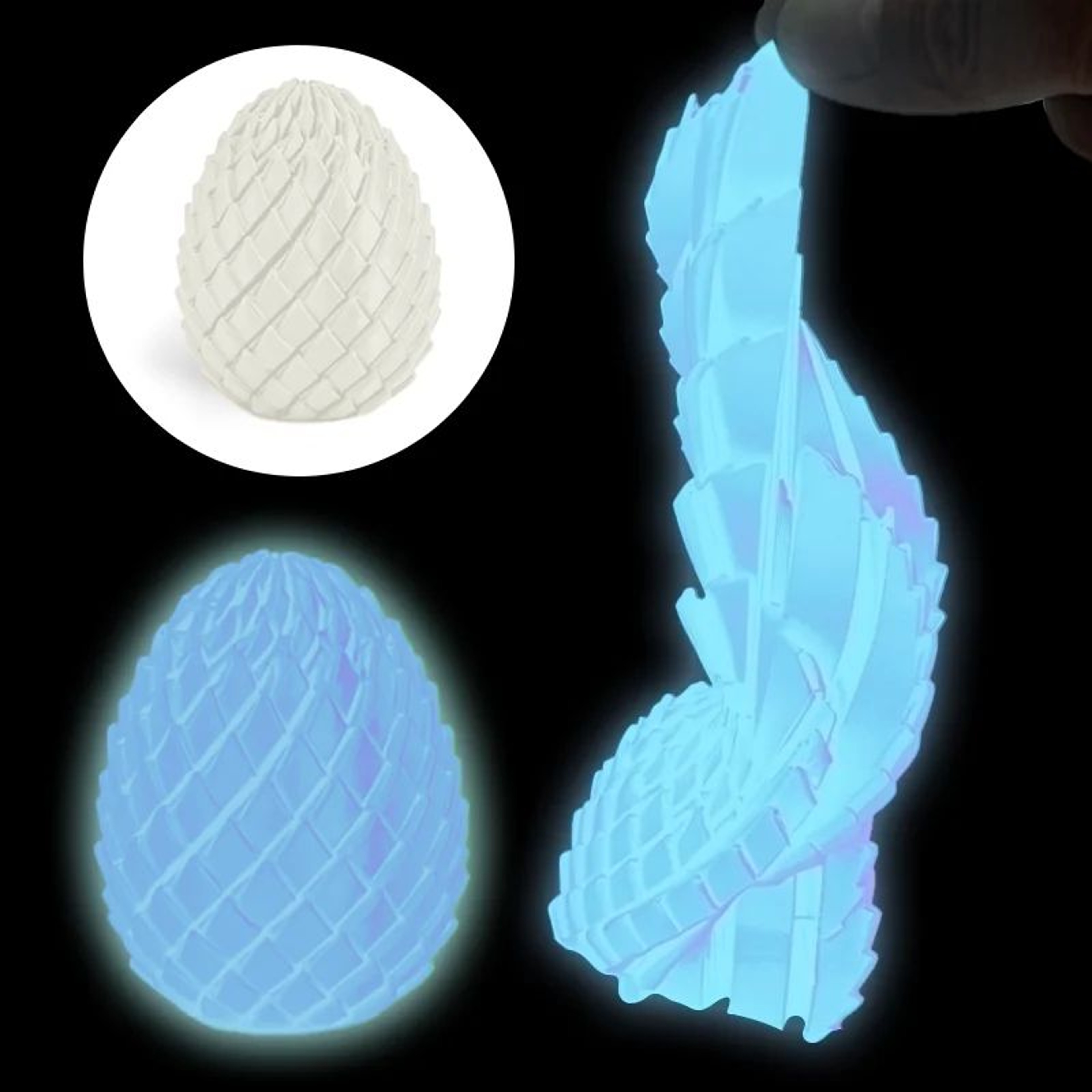 3D Printed Articulated Snake Egg Fidget Toy 6
