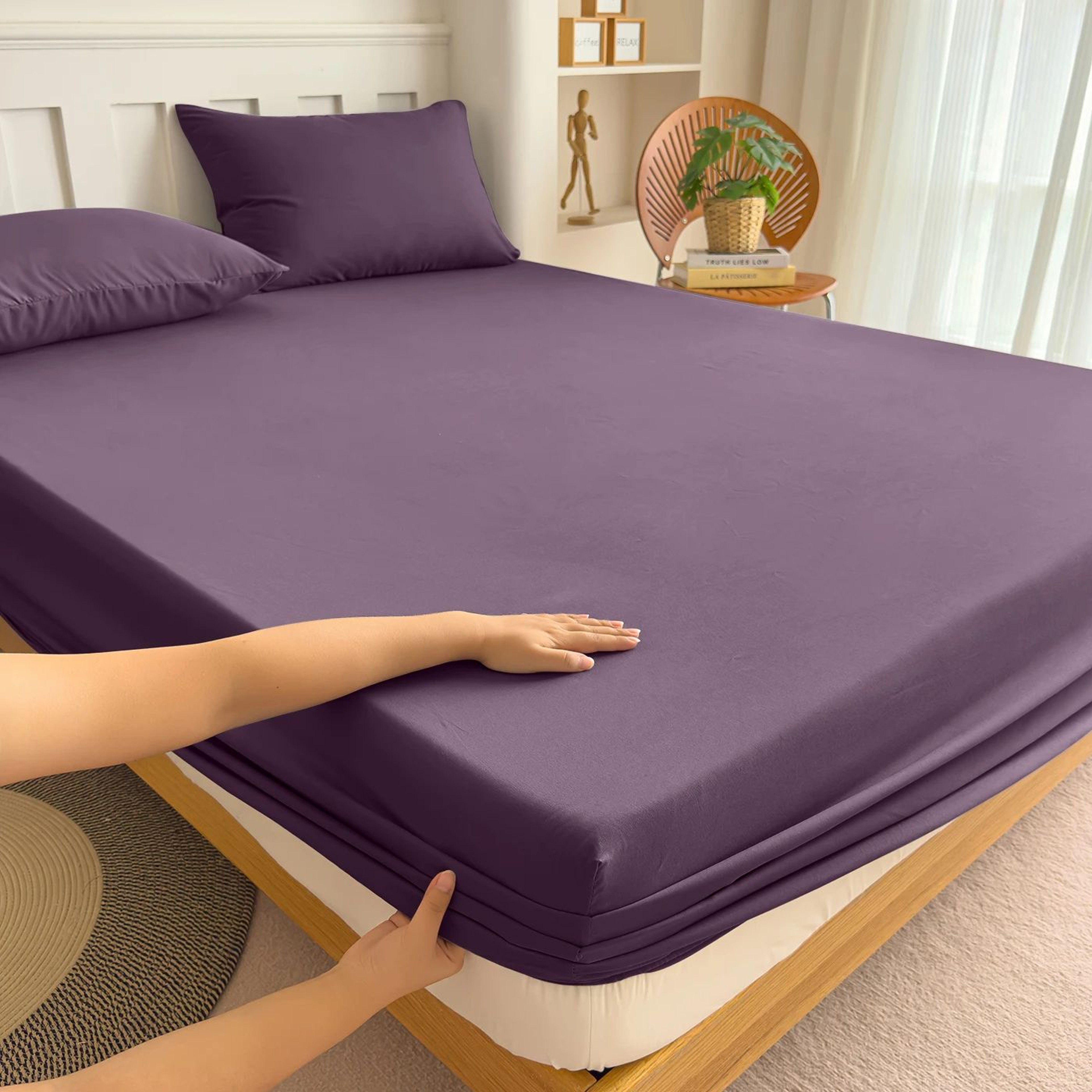 Solid Color Elastic Fitted Mattress Protector 10