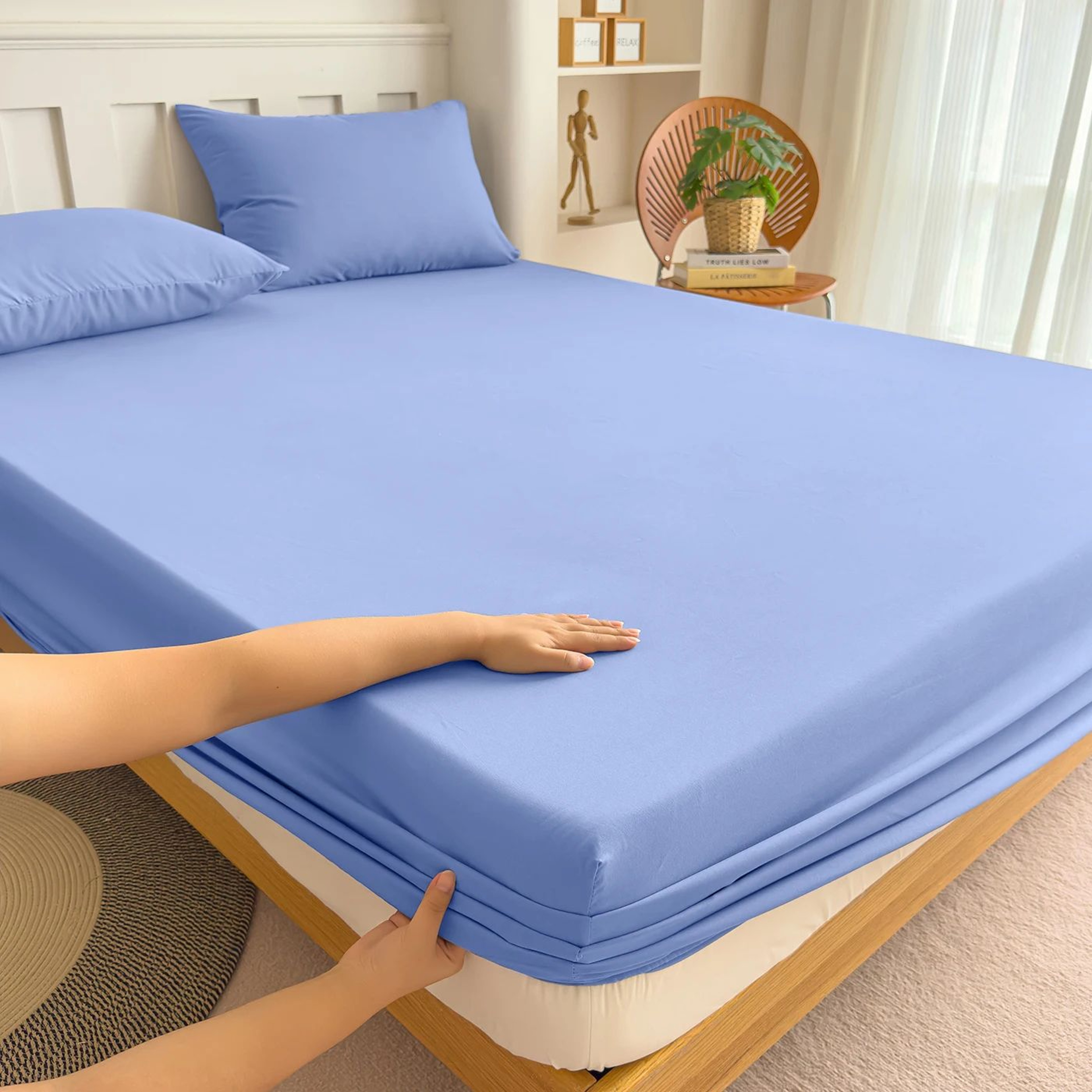 Solid Color Elastic Fitted Mattress Protector 8
