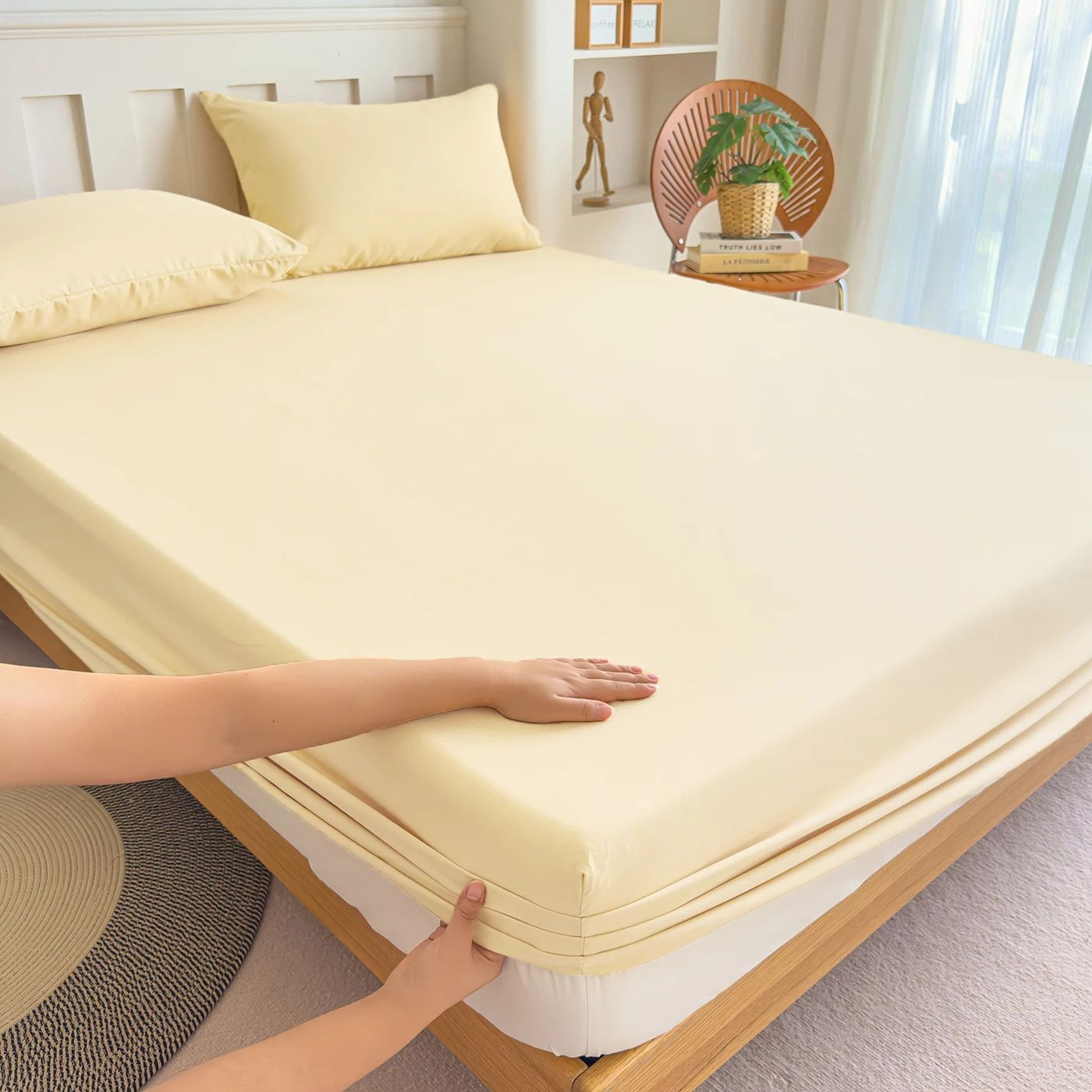 Solid Color Elastic Fitted Mattress Protector 7