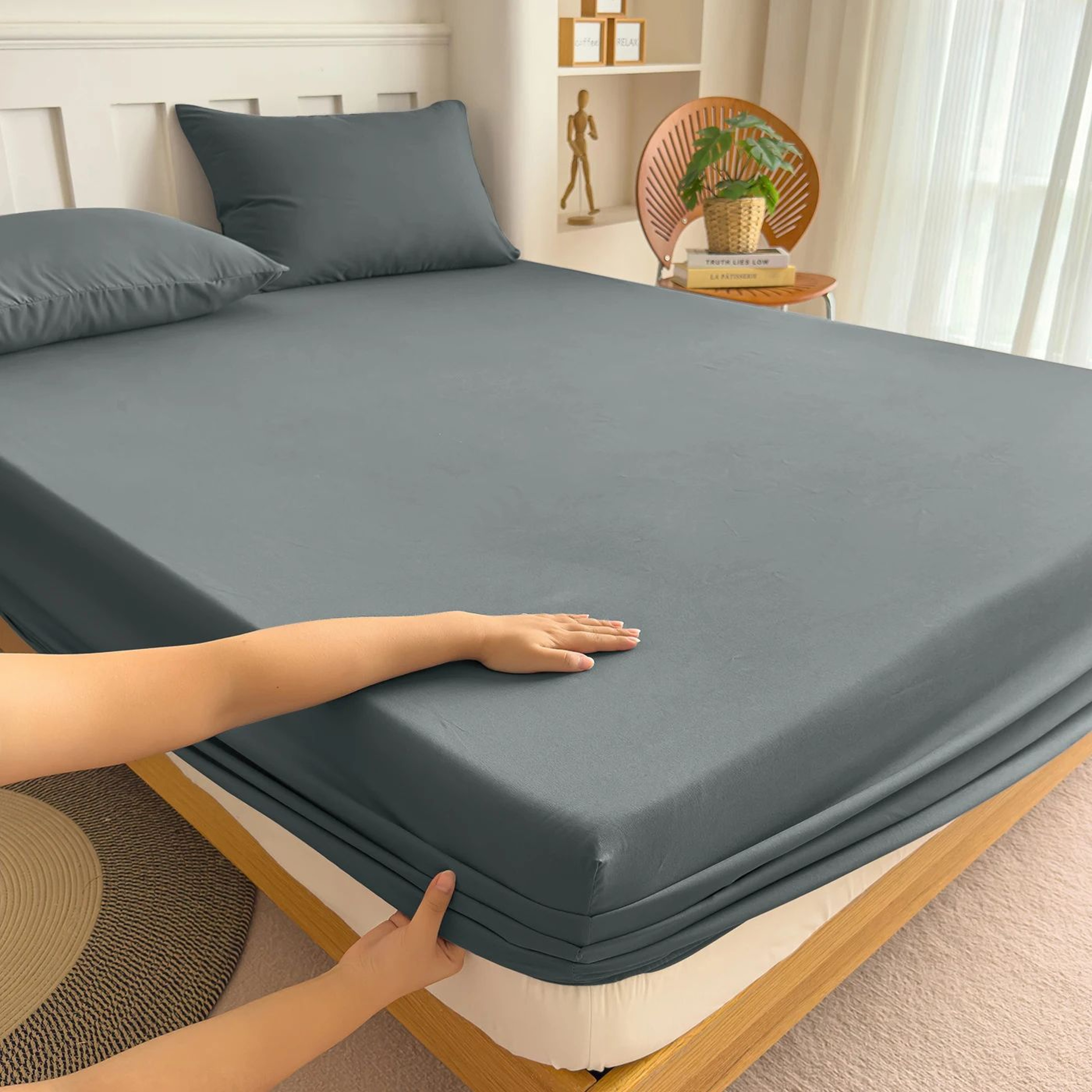 Solid Color Elastic Fitted Mattress Protector 6