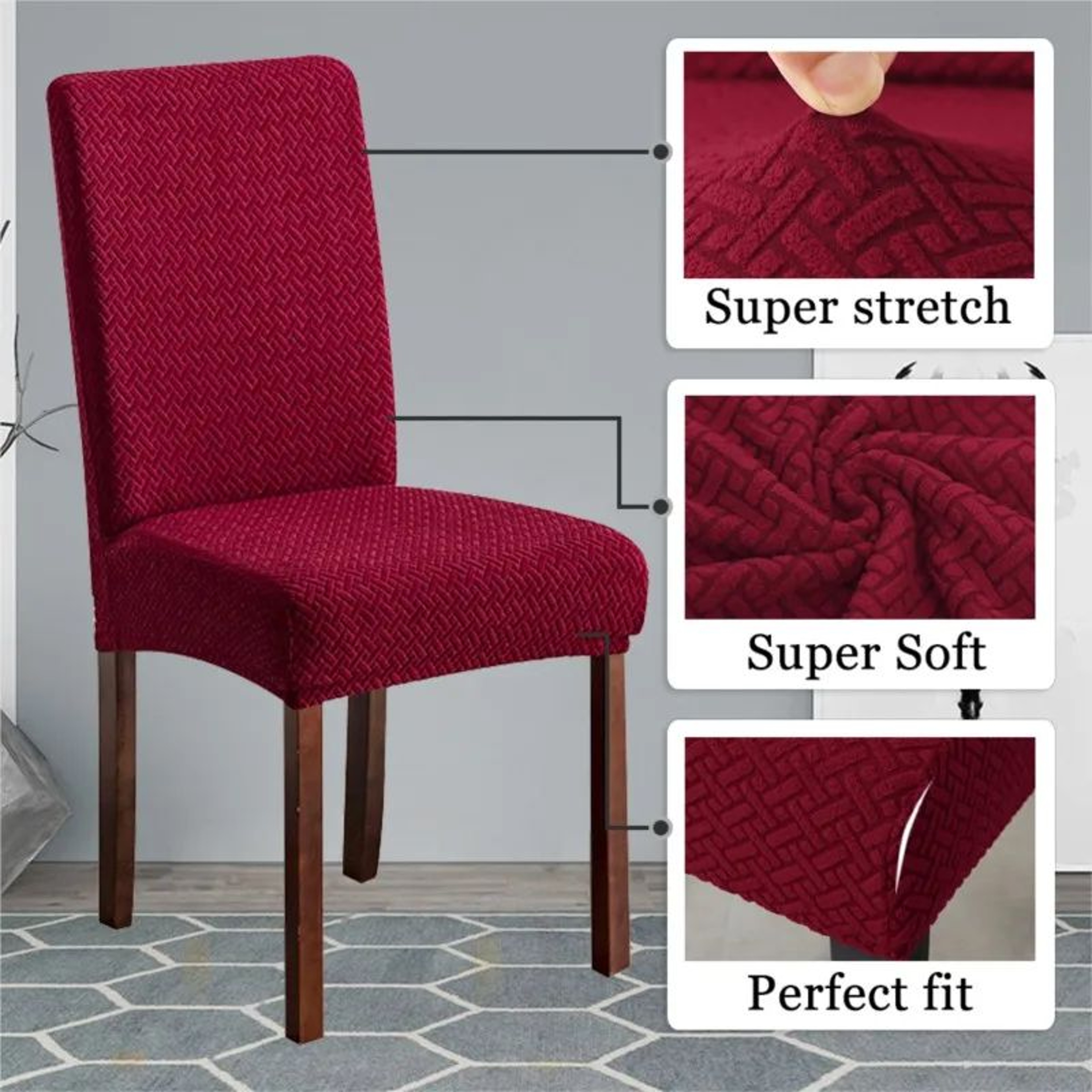 Waterproof Stretch Jacquard Dining Chair Cover 2
