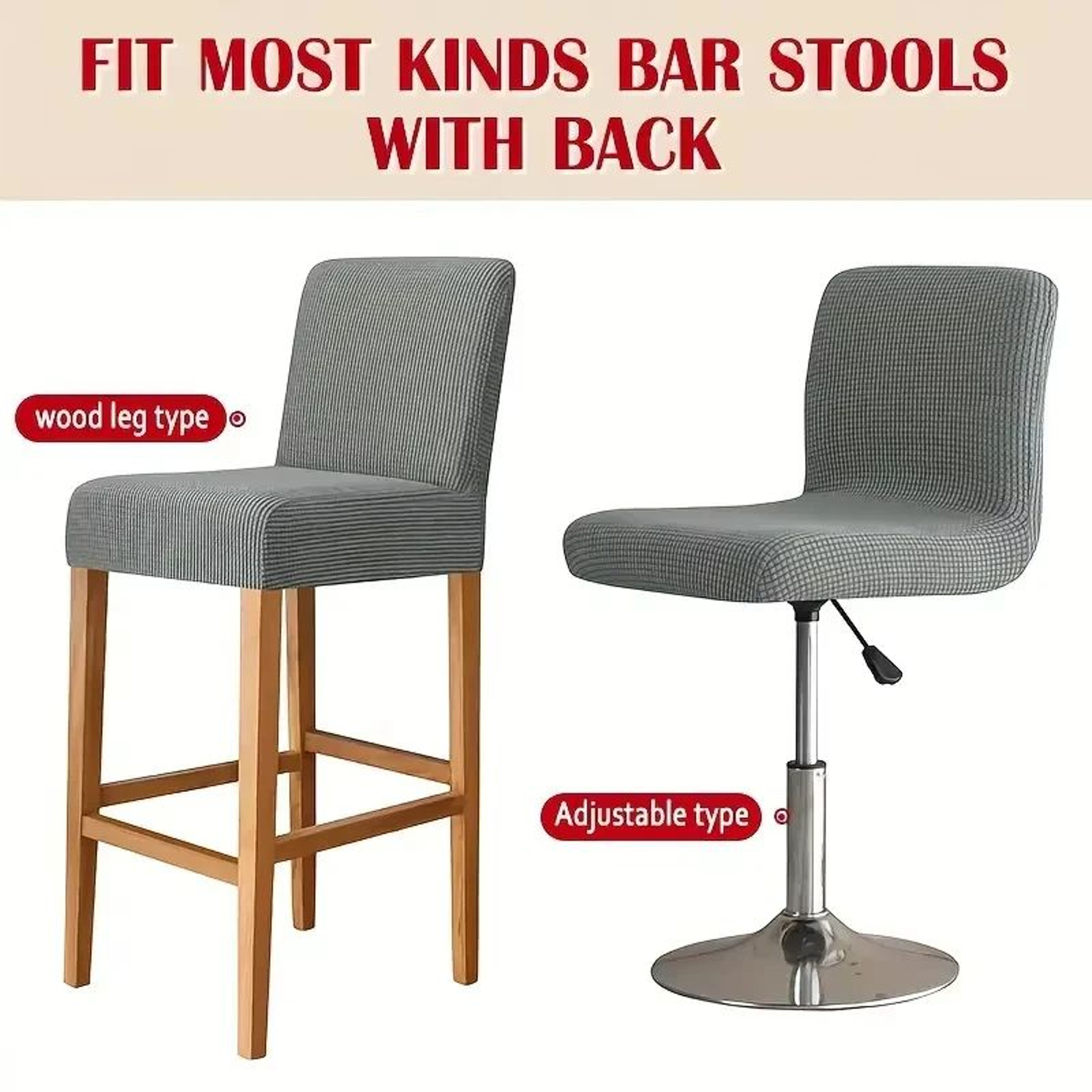 Stretch Jacquard Short Back Bar Stool Chair Cover 3