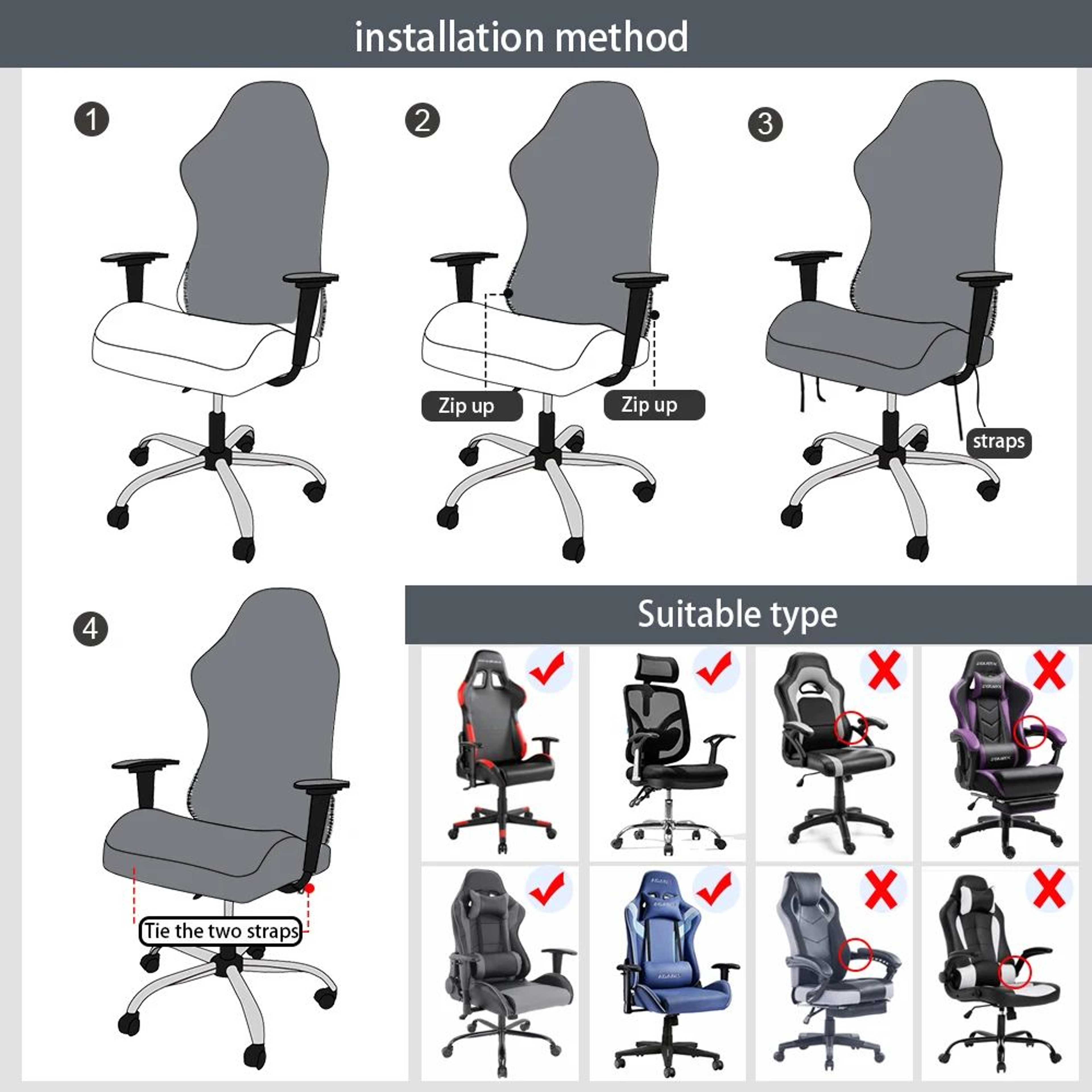 Universal Elastic Gaming Chair Cover Set 5