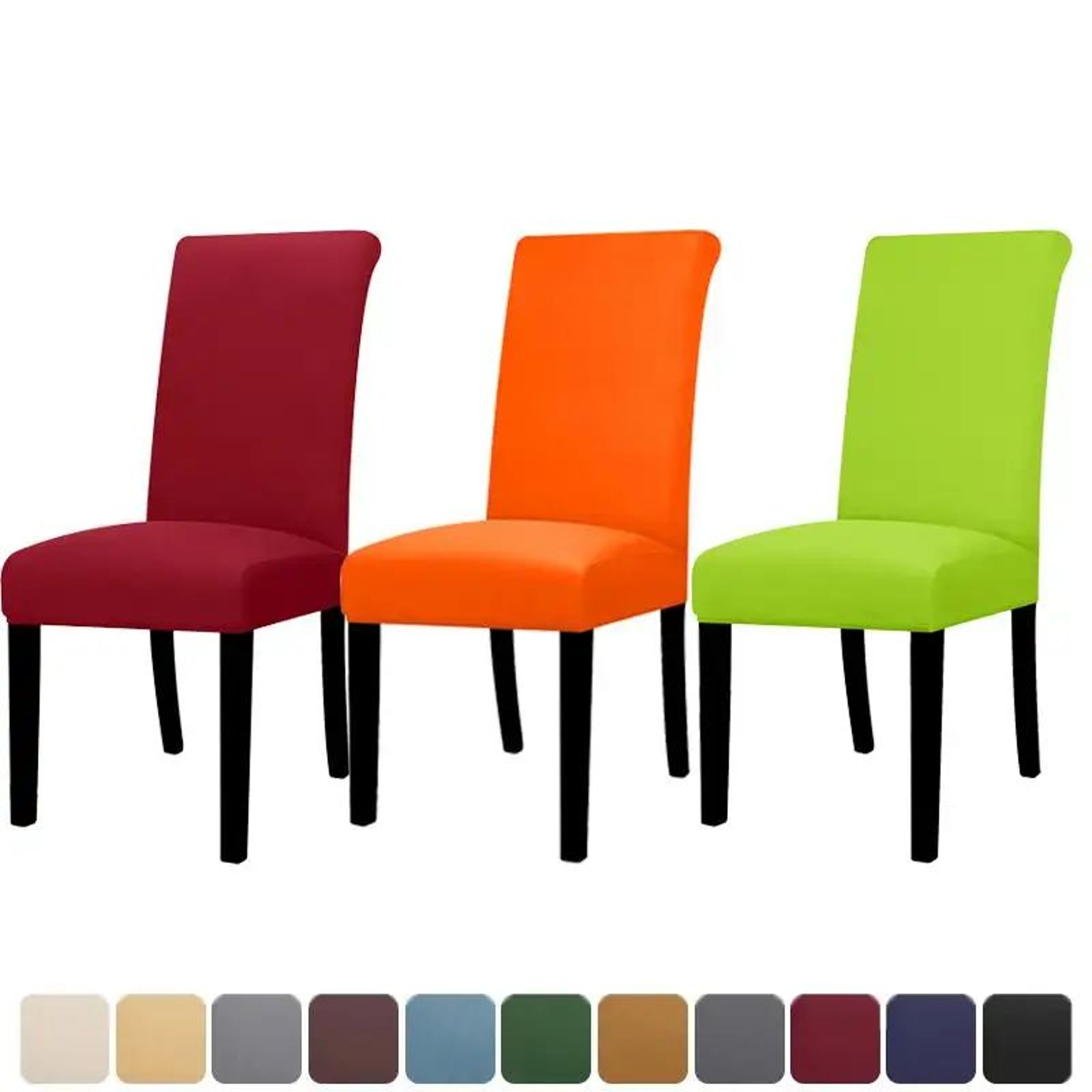Solid Color Elastic Stretch Dining Chair Cover 0