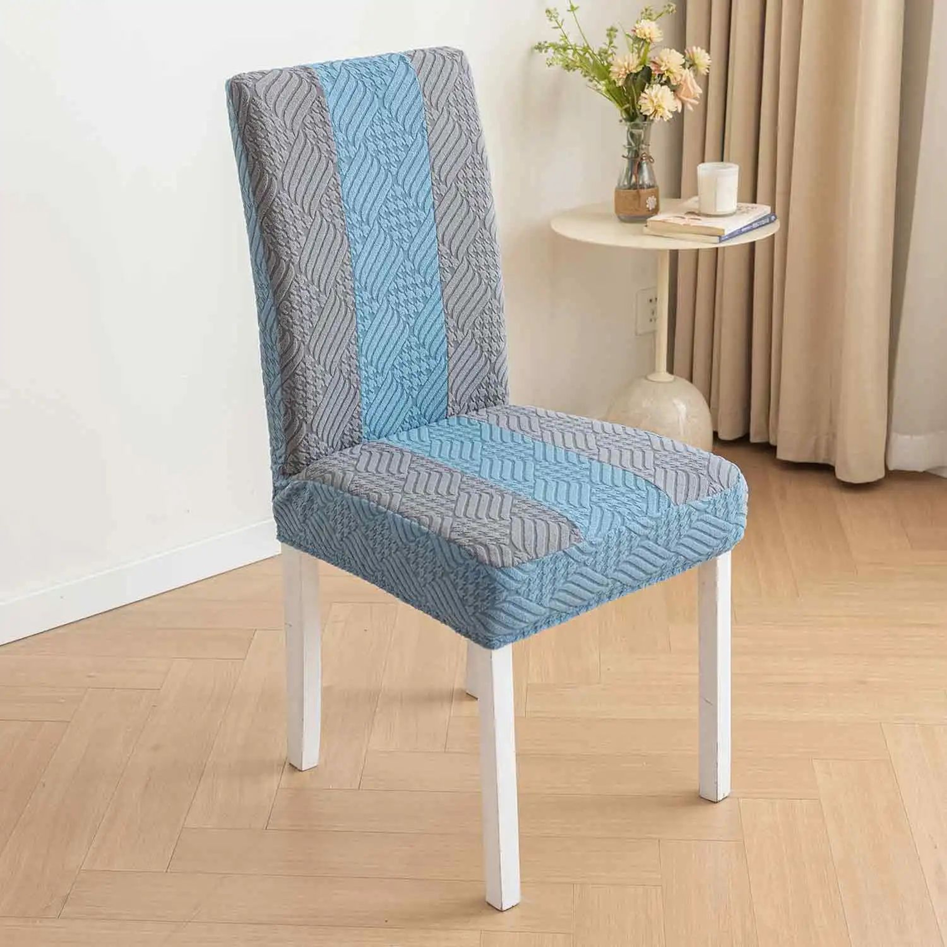 Solid Color Jacquard Stretch Dining Chair Cover 7