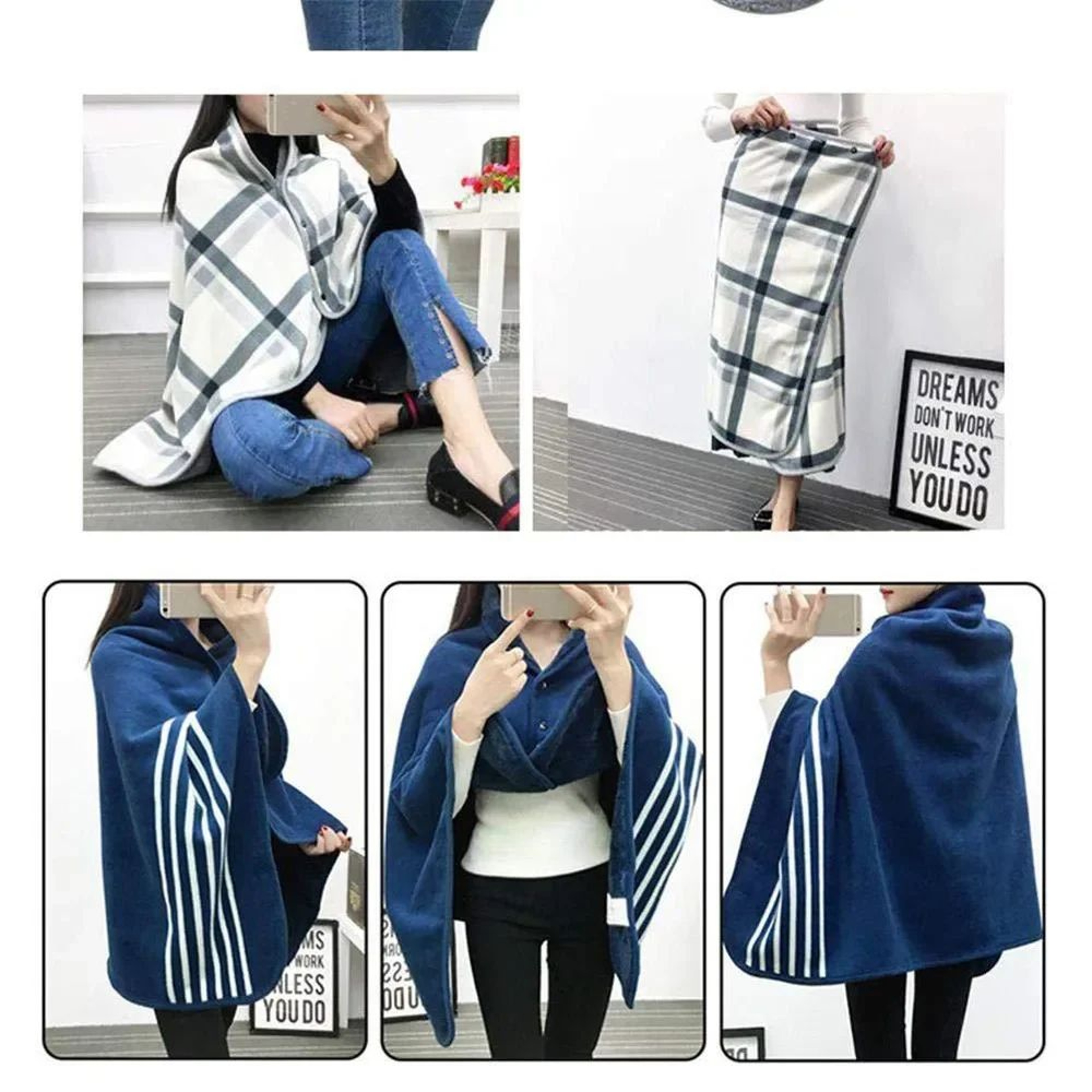 Elegant Tartan Plaid Winter Blanket Scarf 3