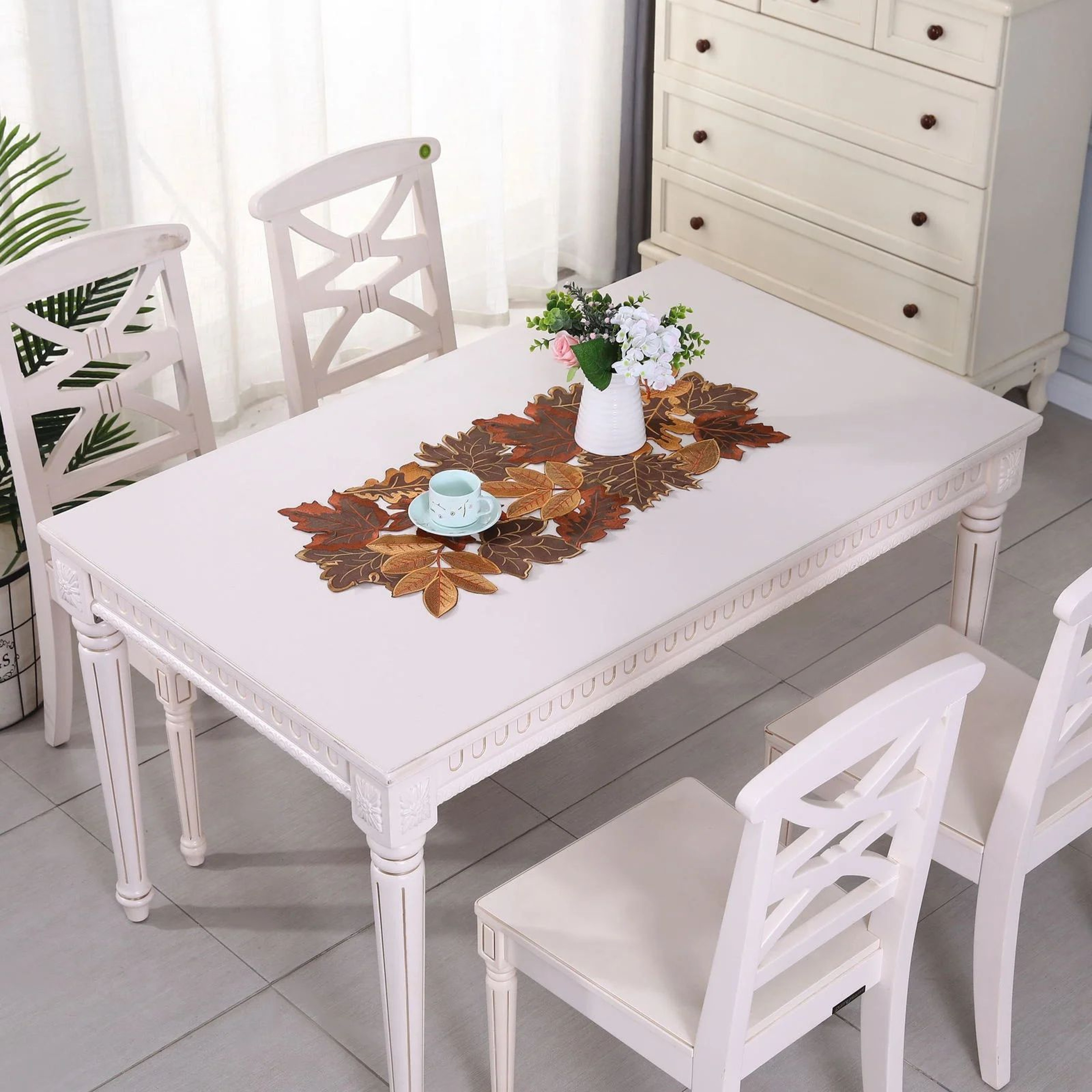 Autumn Maple Leaf Embroidered Table Runner For Thanksgiving 7
