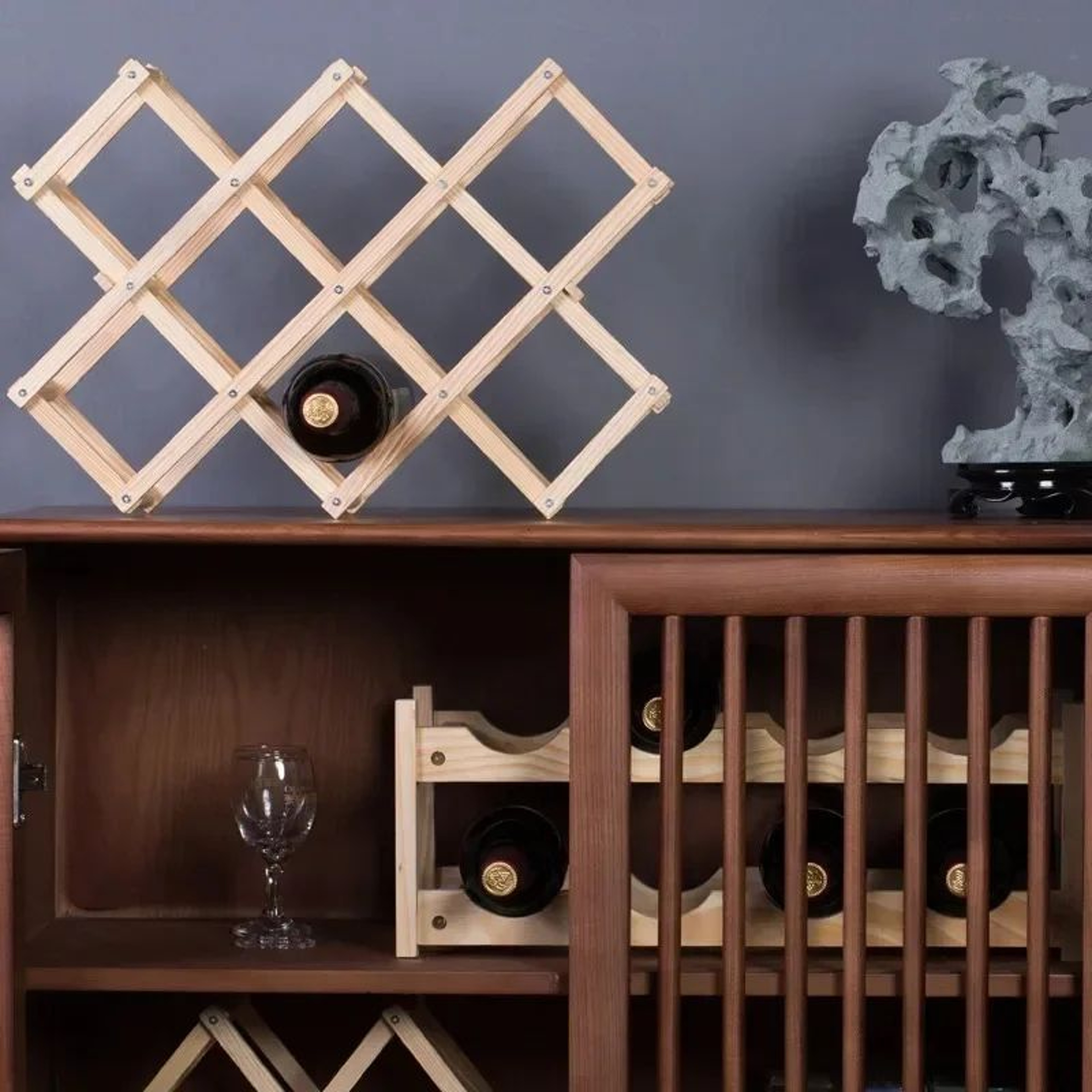 Freestanding Wine Bottle Display Rack Organizer 2