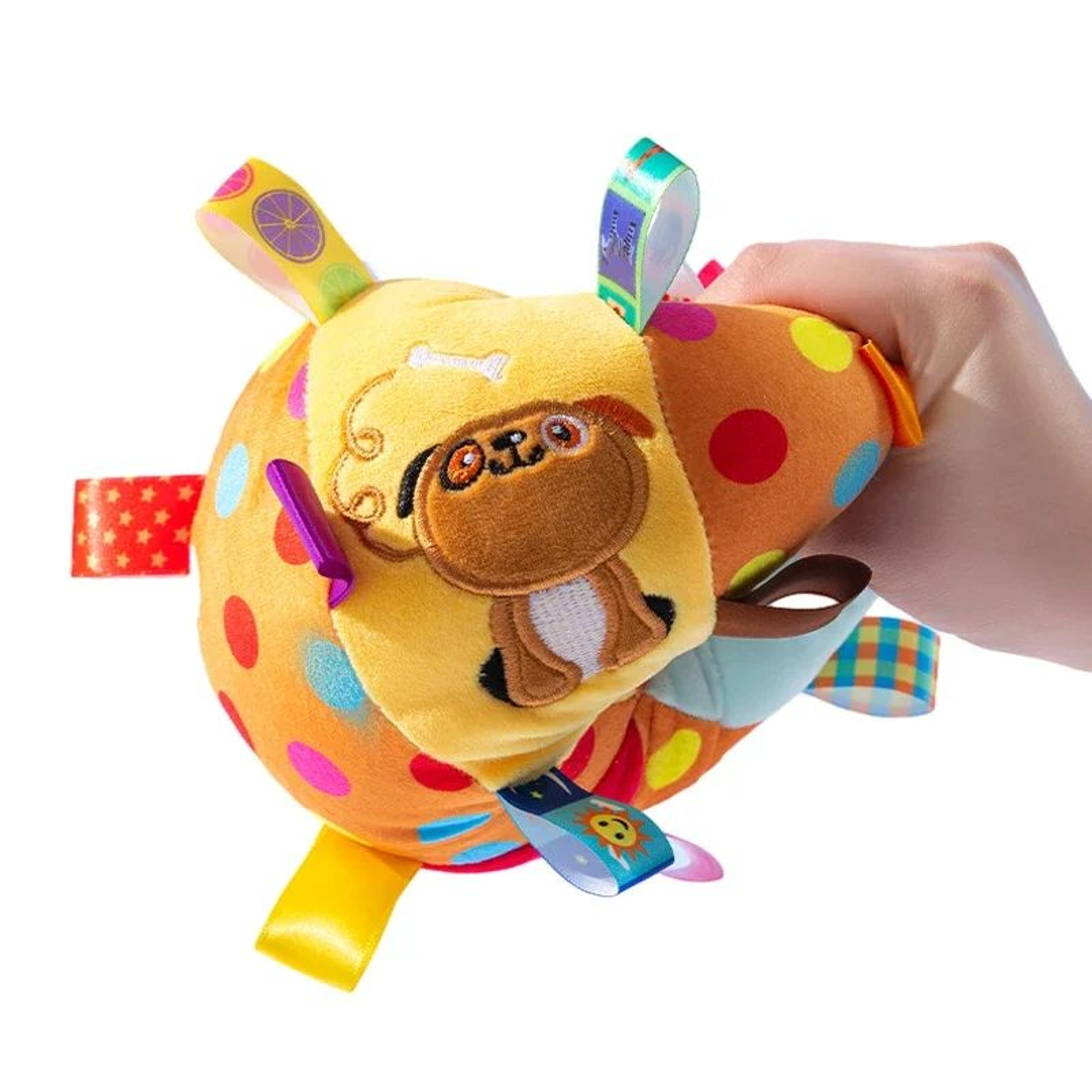 Interactive Bite Resistant Dog Ball Toy With Plush Handle And Bell 2