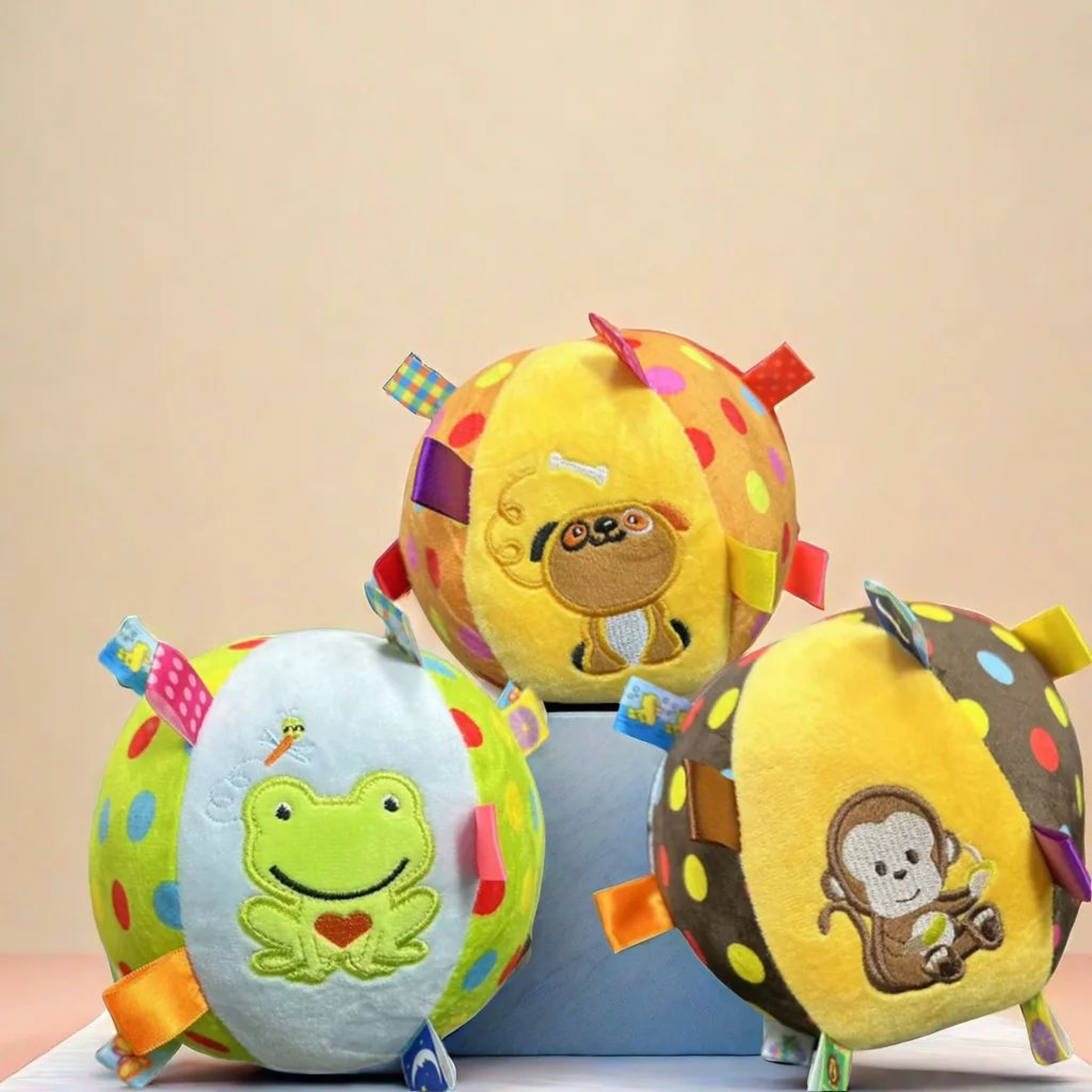Interactive Bite Resistant Dog Ball Toy With Plush Handle And Bell 4