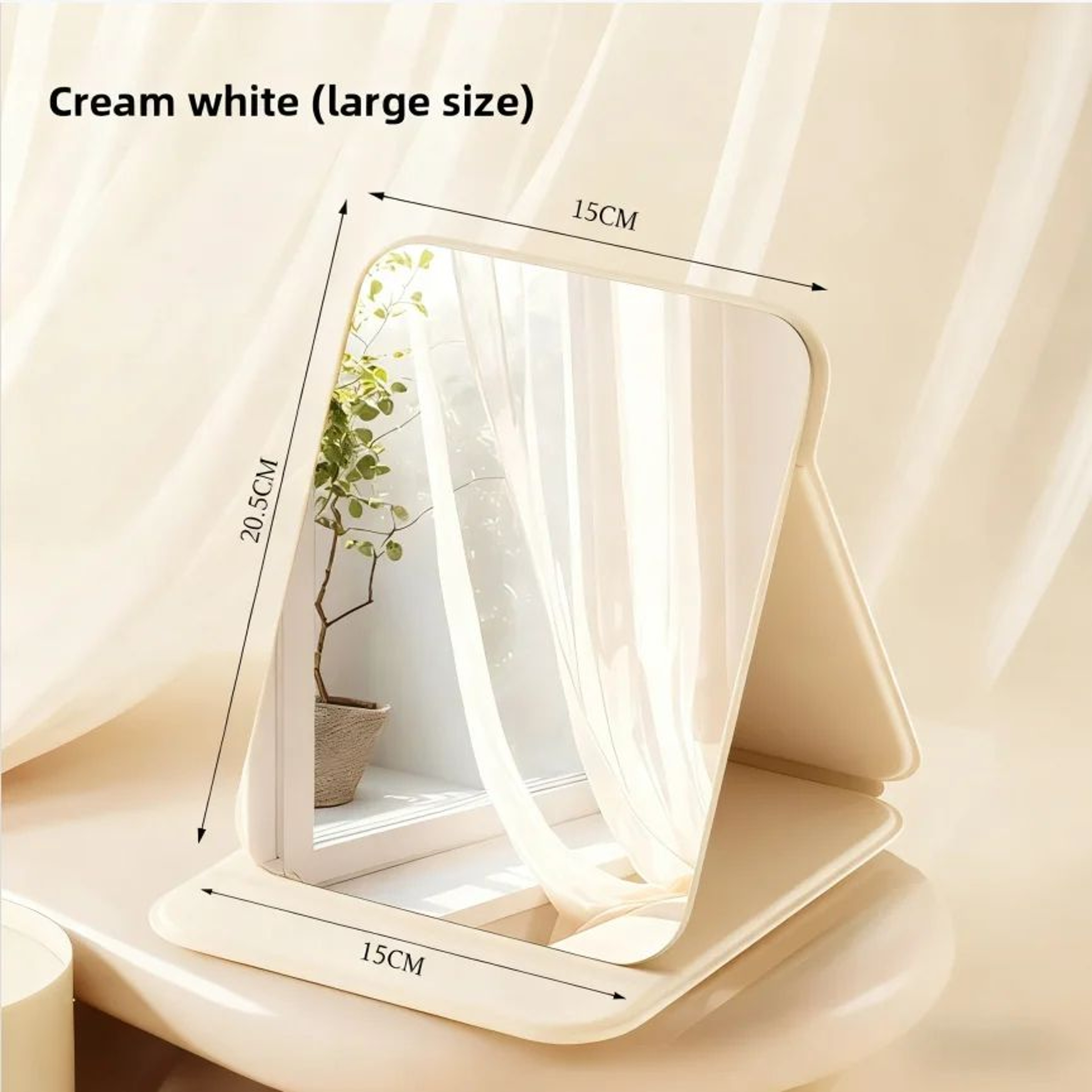 Portable Folding Desktop Makeup Mirror With Storage 1