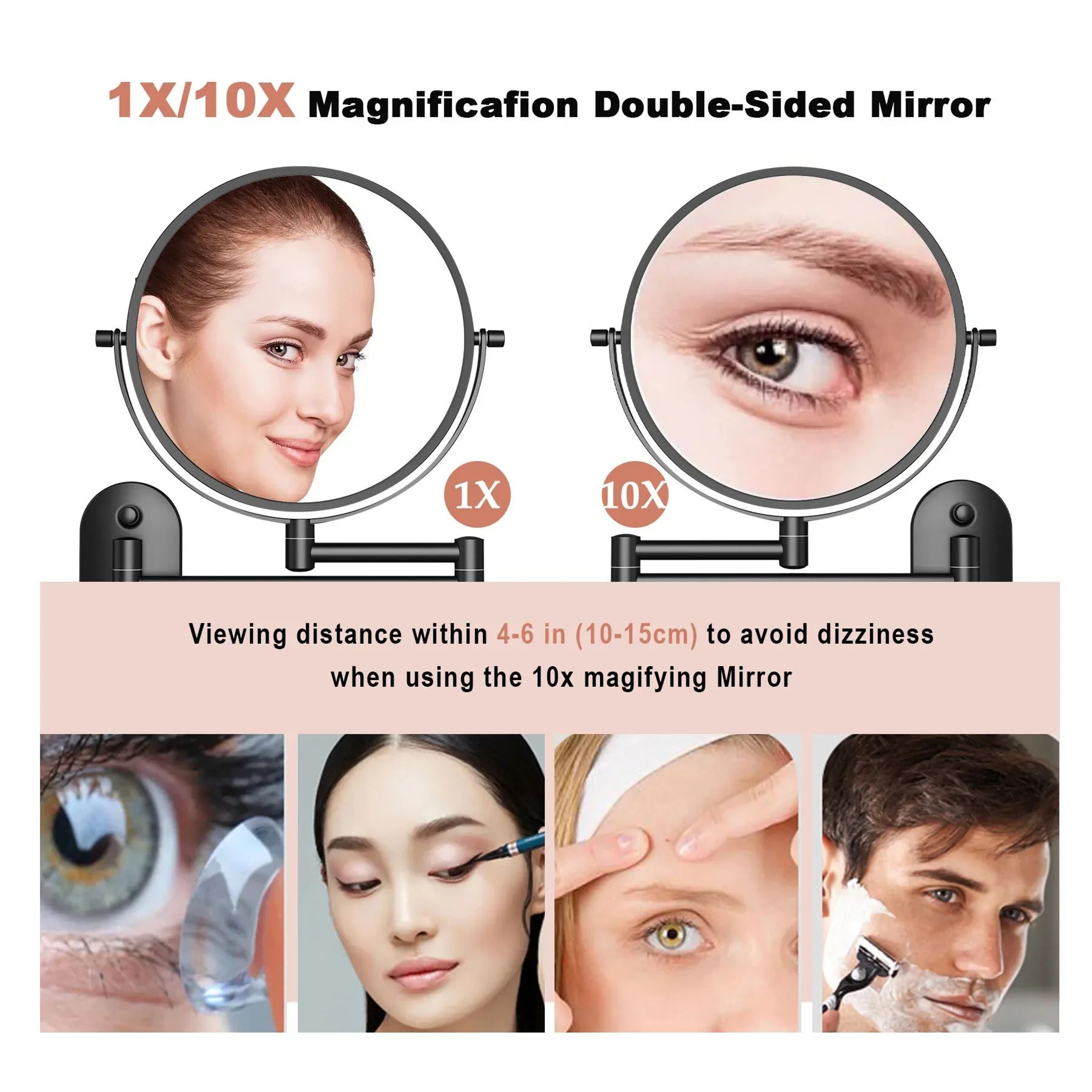 8 Inch Wall Mounted Swivel Makeup Mirror With 10X Magnification 2