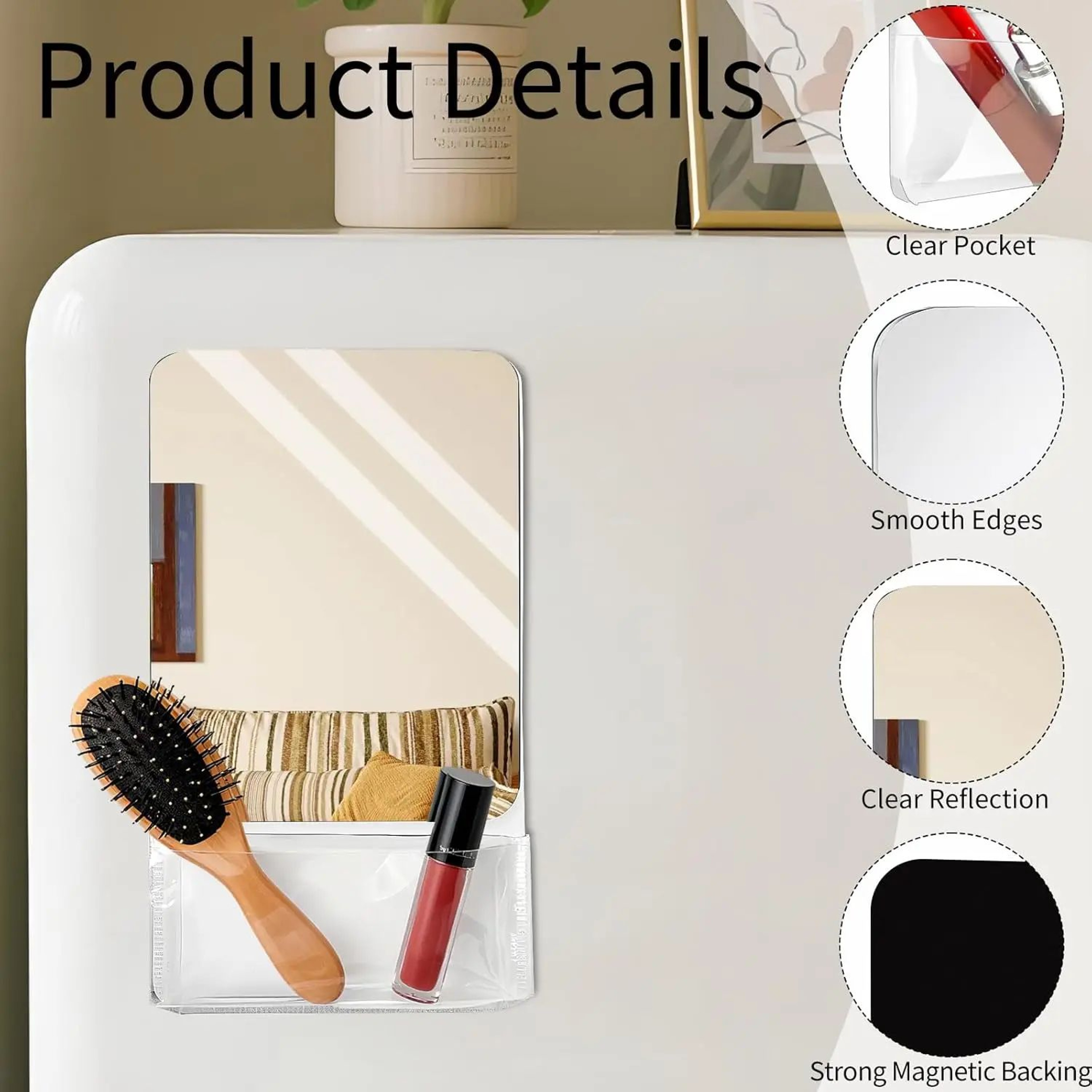 Magnetic Locker Mirror With Storage For School And Office 3