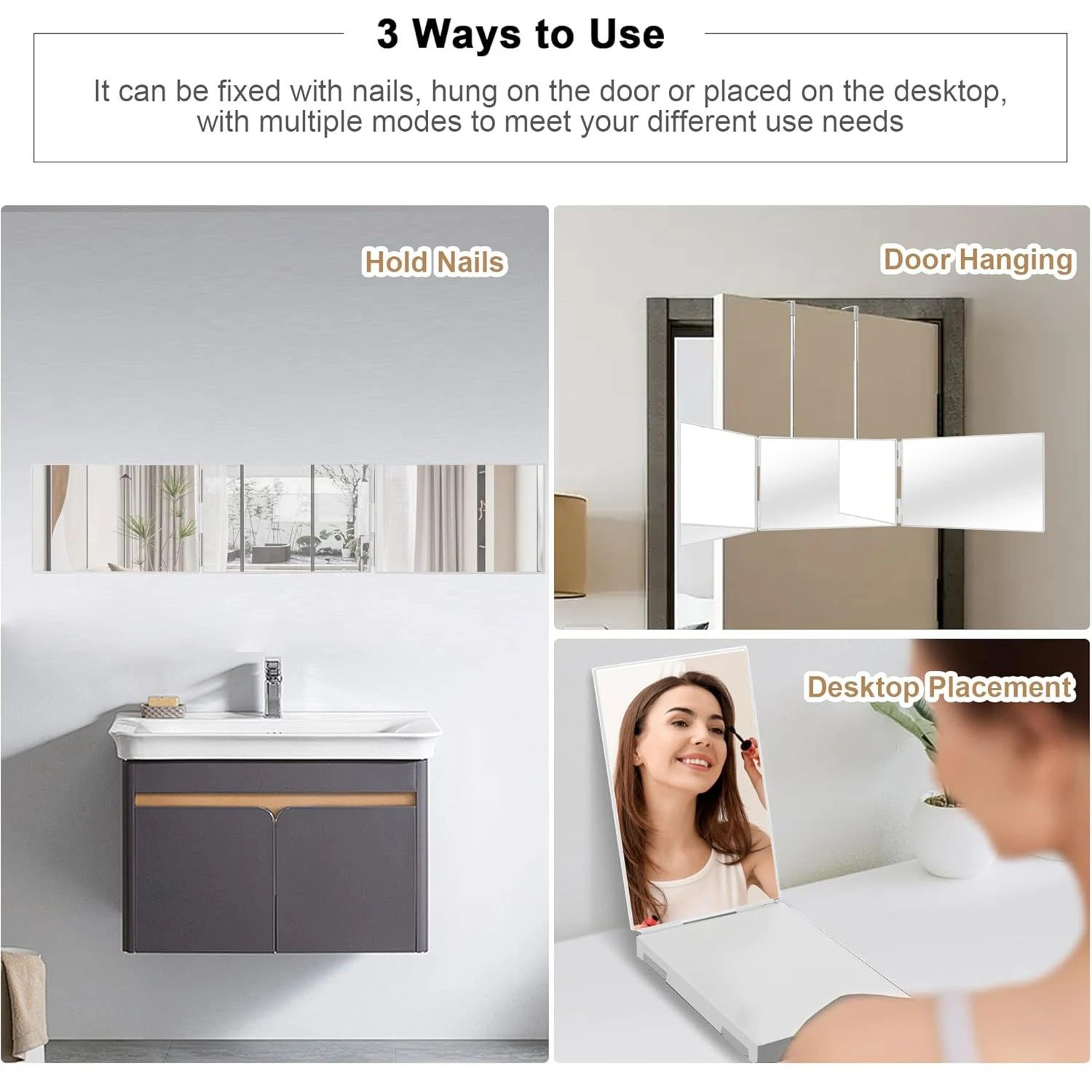 360 Degree Self Haircut Mirror With Adjustable Hooks 3