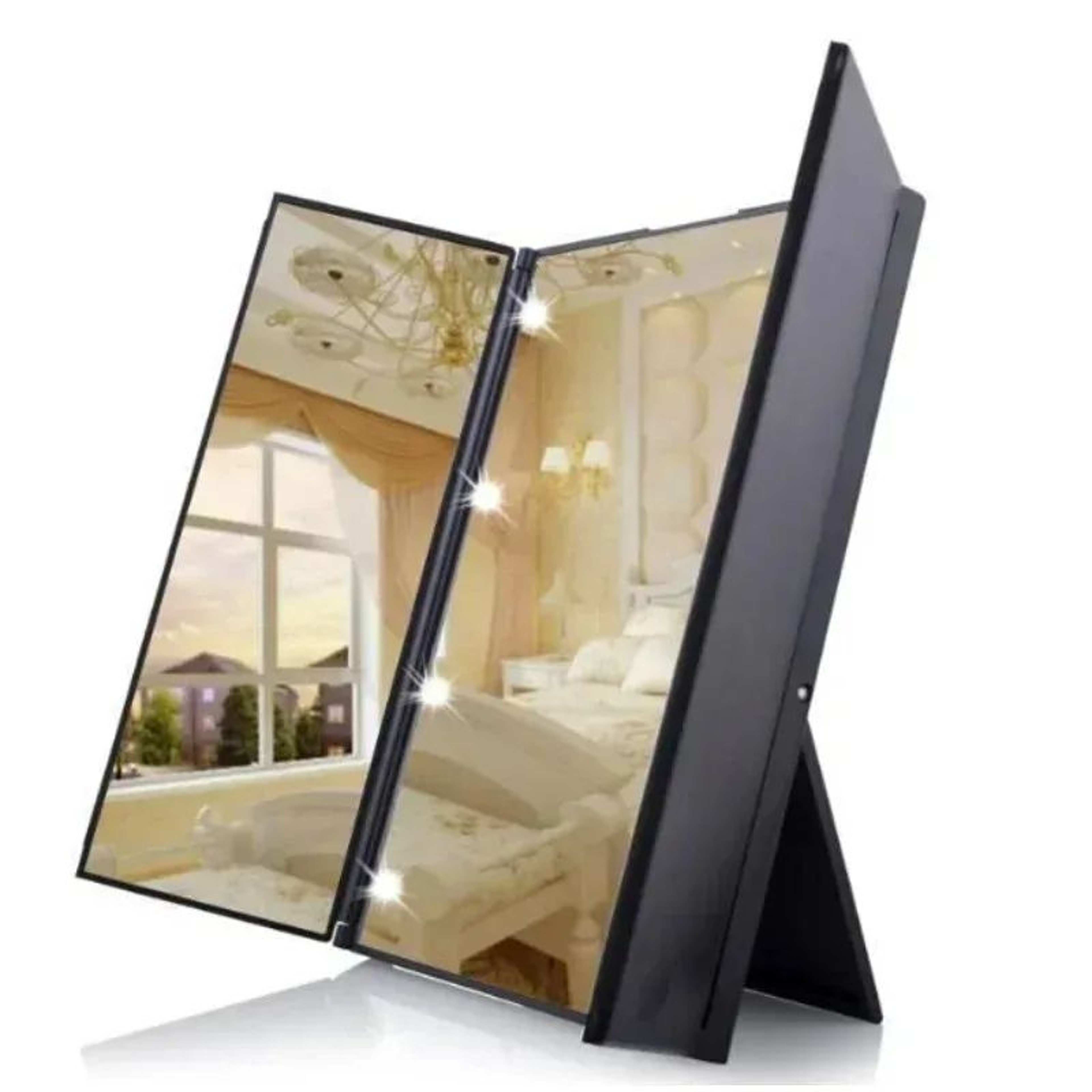 3 Way Mini Folding LED Travel Makeup Mirror With Stand 6