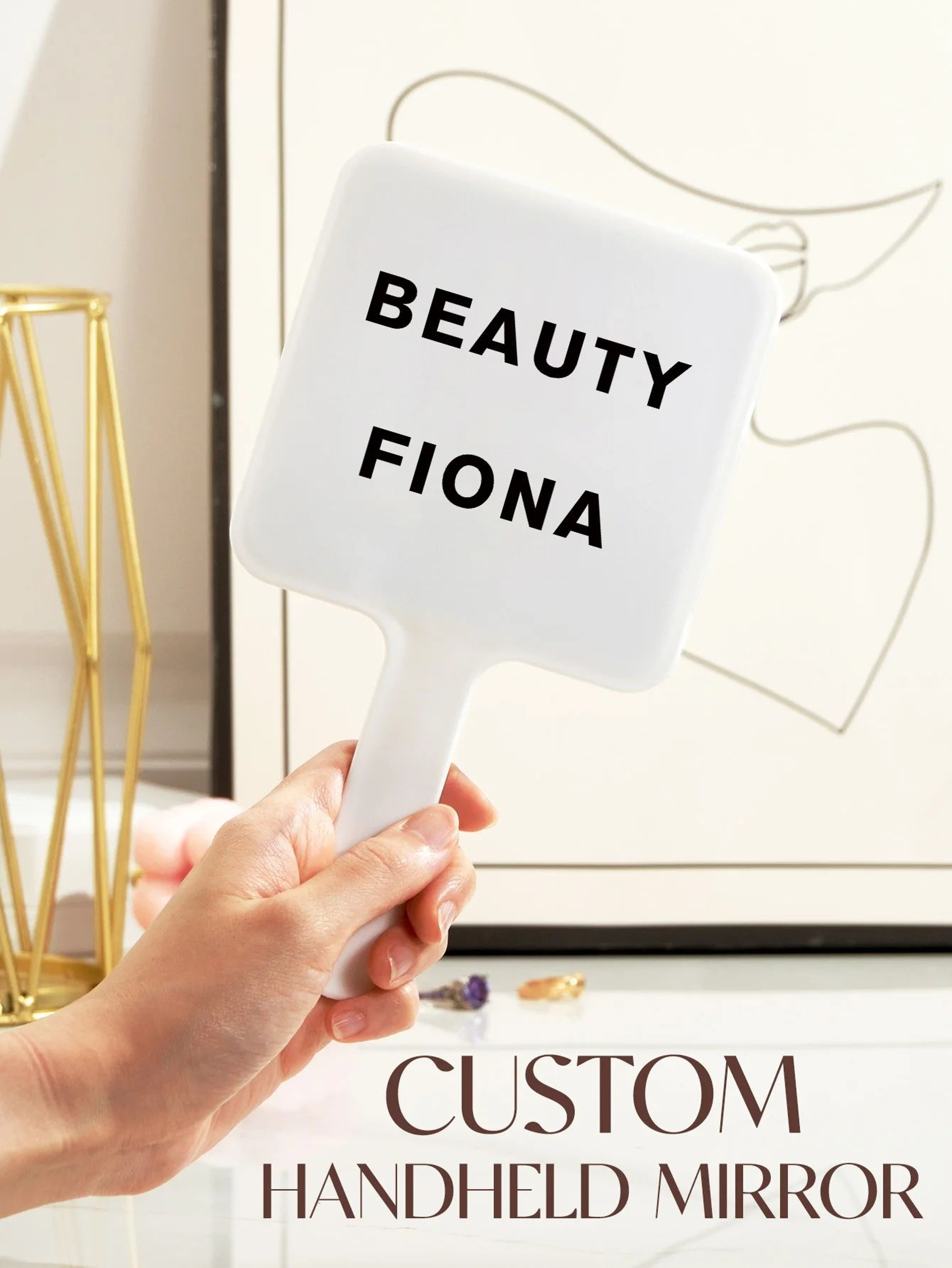 Personalized Handheld Compact Mirror With Custom Photo Text Or Logo 2