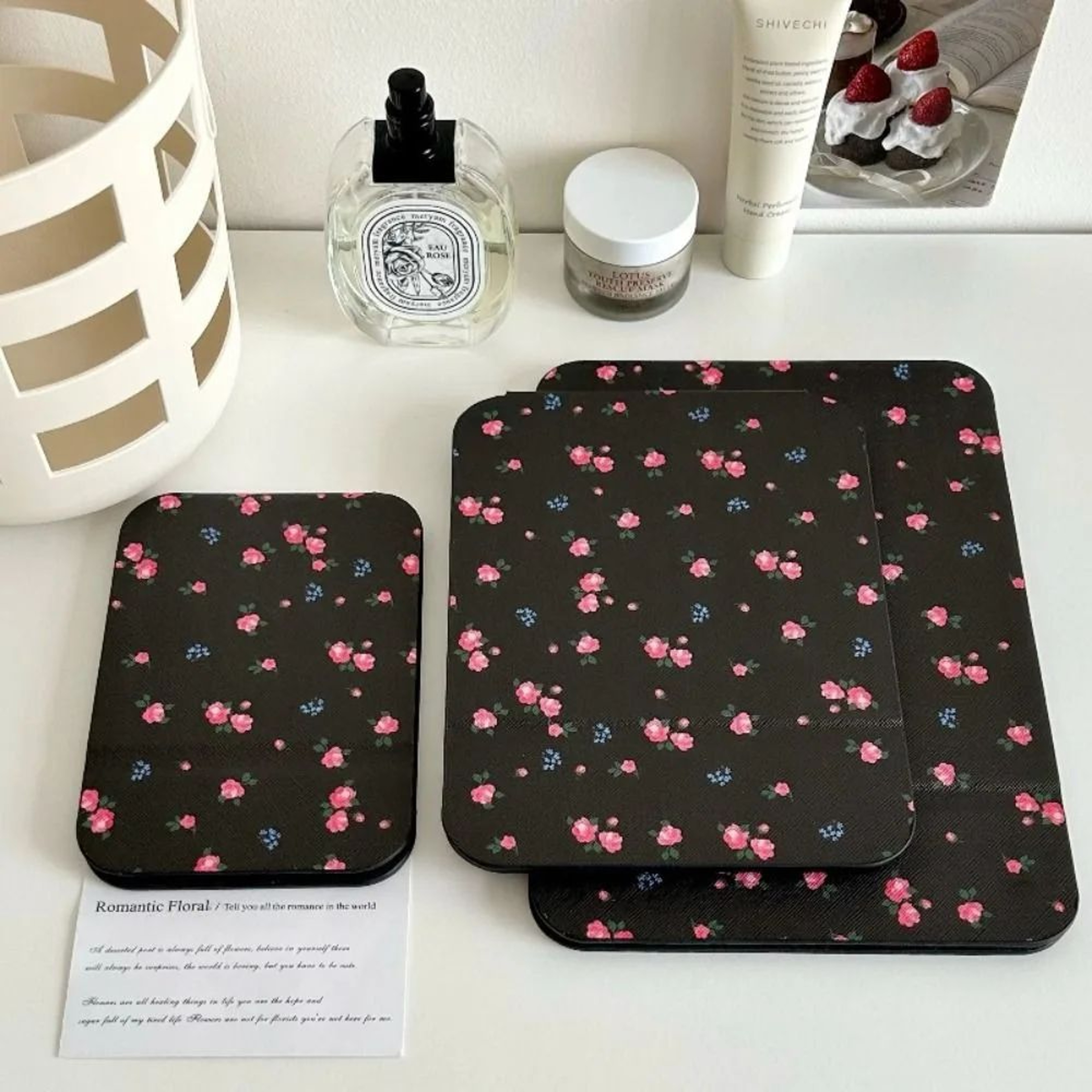 PU Leather Folding Desktop And Pocket Makeup Mirror 14