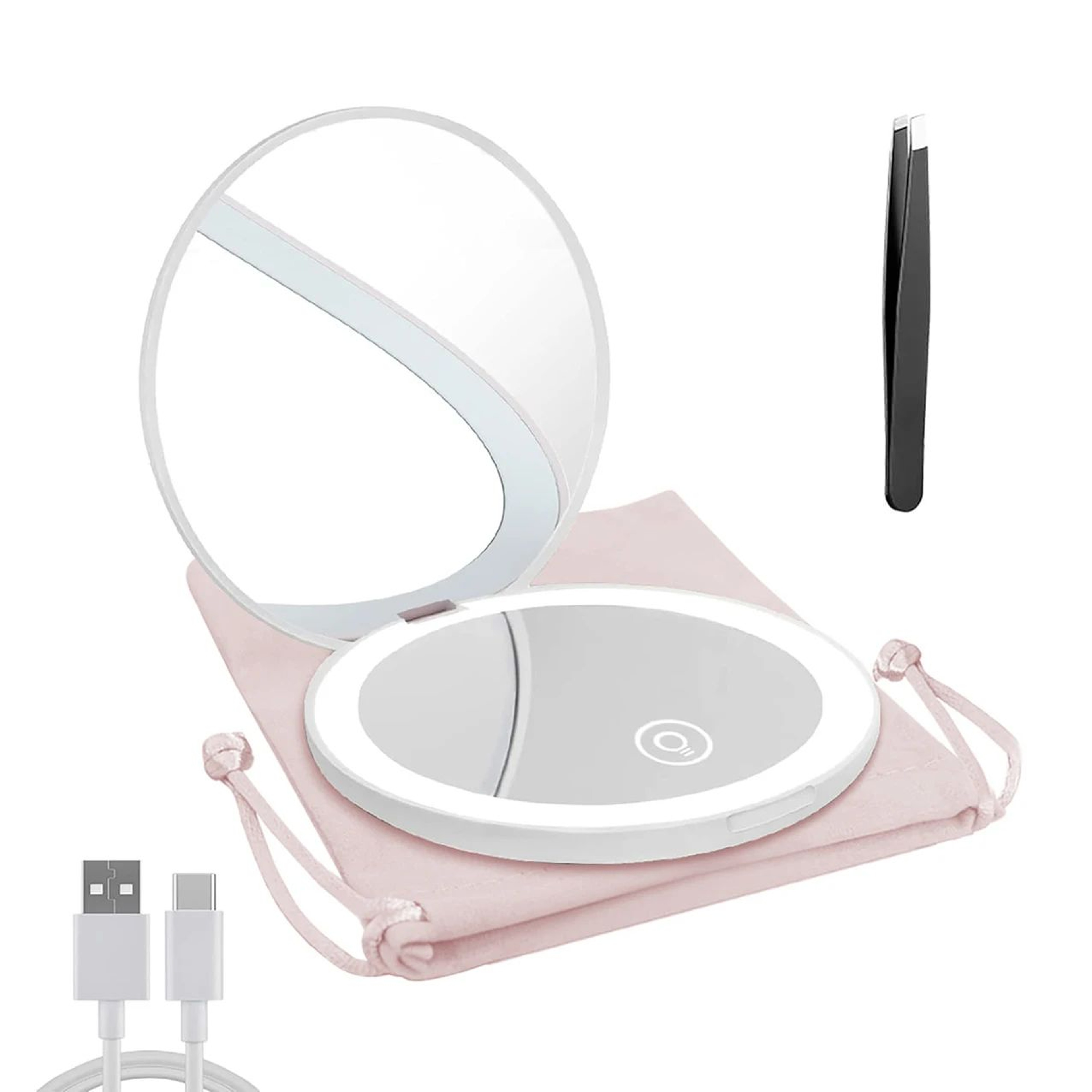 Detachable 10X Magnifying Lighted Folding Pocket Makeup Mirror 8