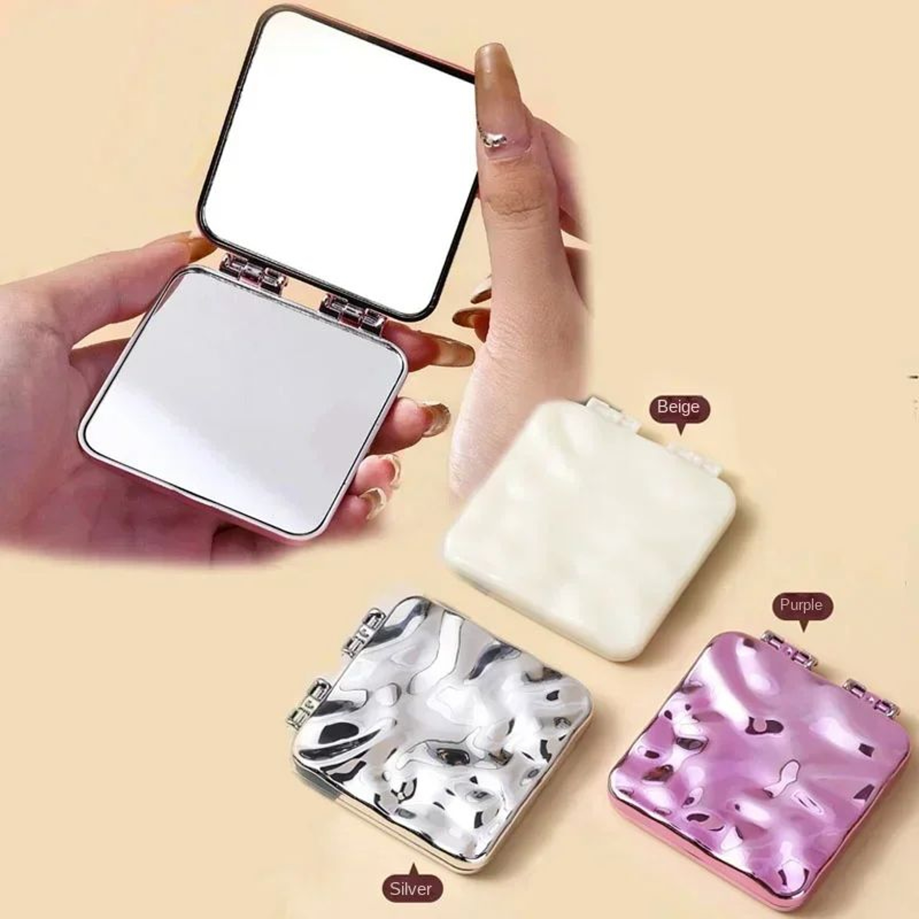 Foldable Mini Square Double Sided Compact Makeup Mirror 1