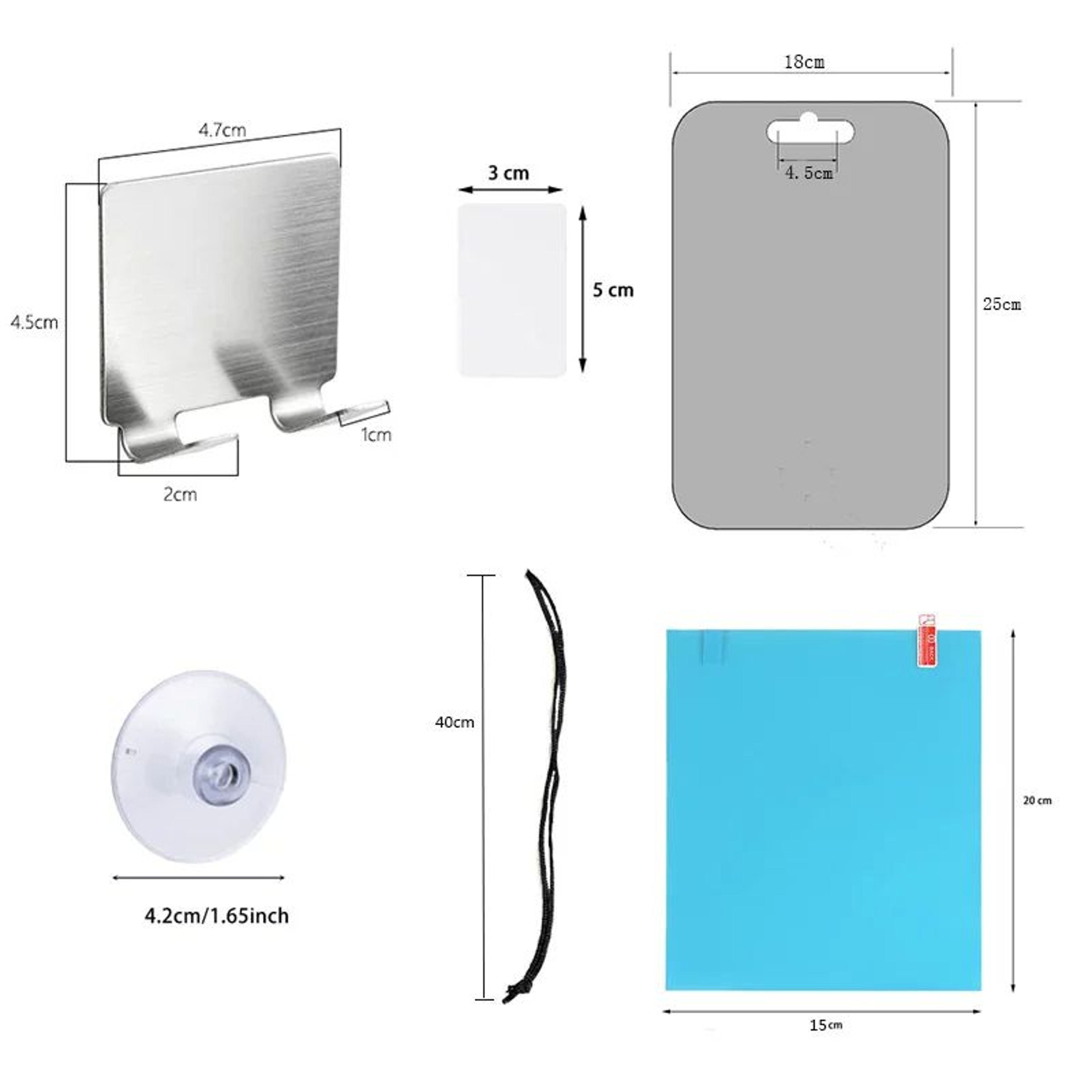 Large Fogless Acrylic Bathroom Shower Mirror Set 4