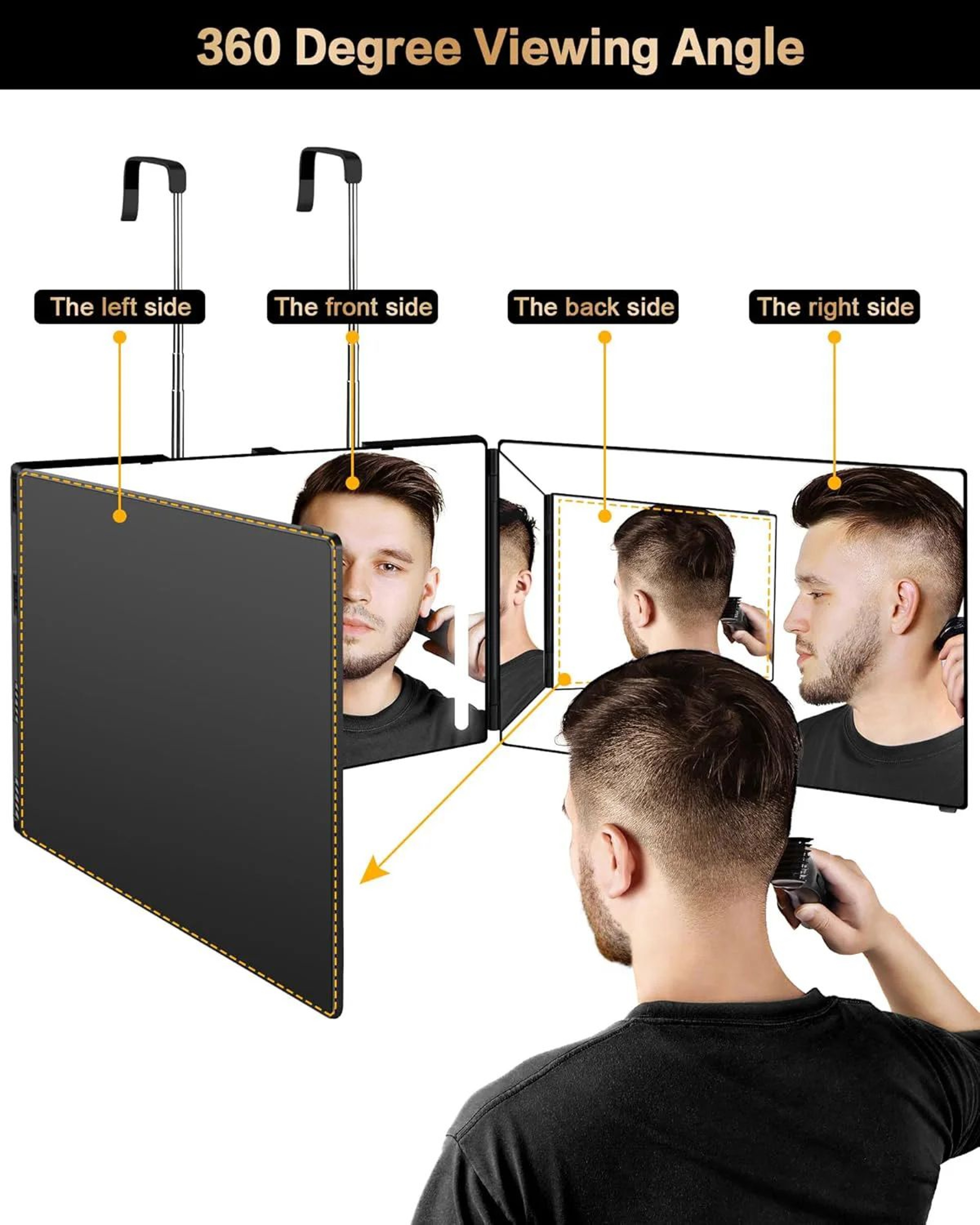 LED Trifold 3 Way Self Haircut Mirror With Adjustable Height 2