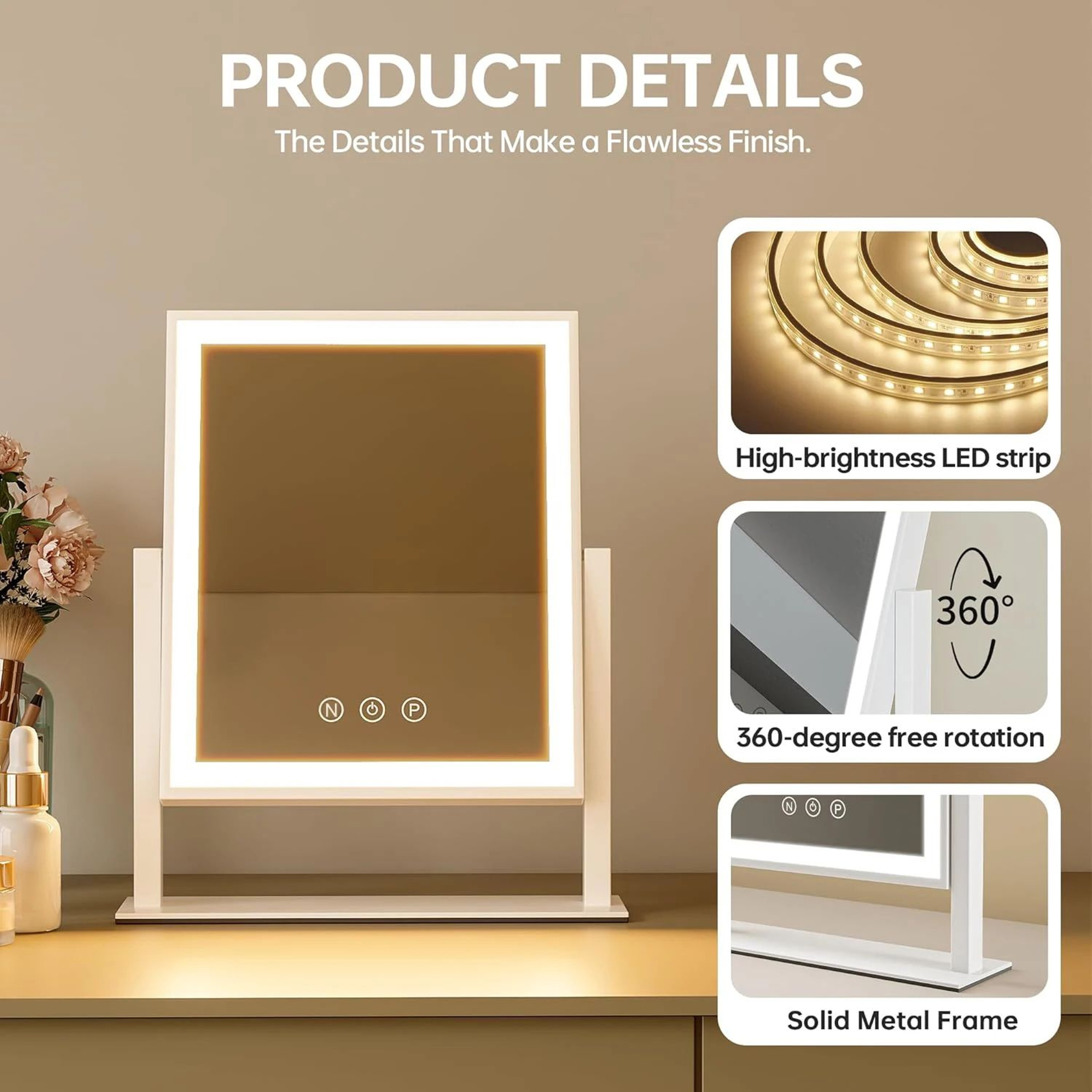 Hollywood Lighted Vanity Mirror With 10X Magnification 4