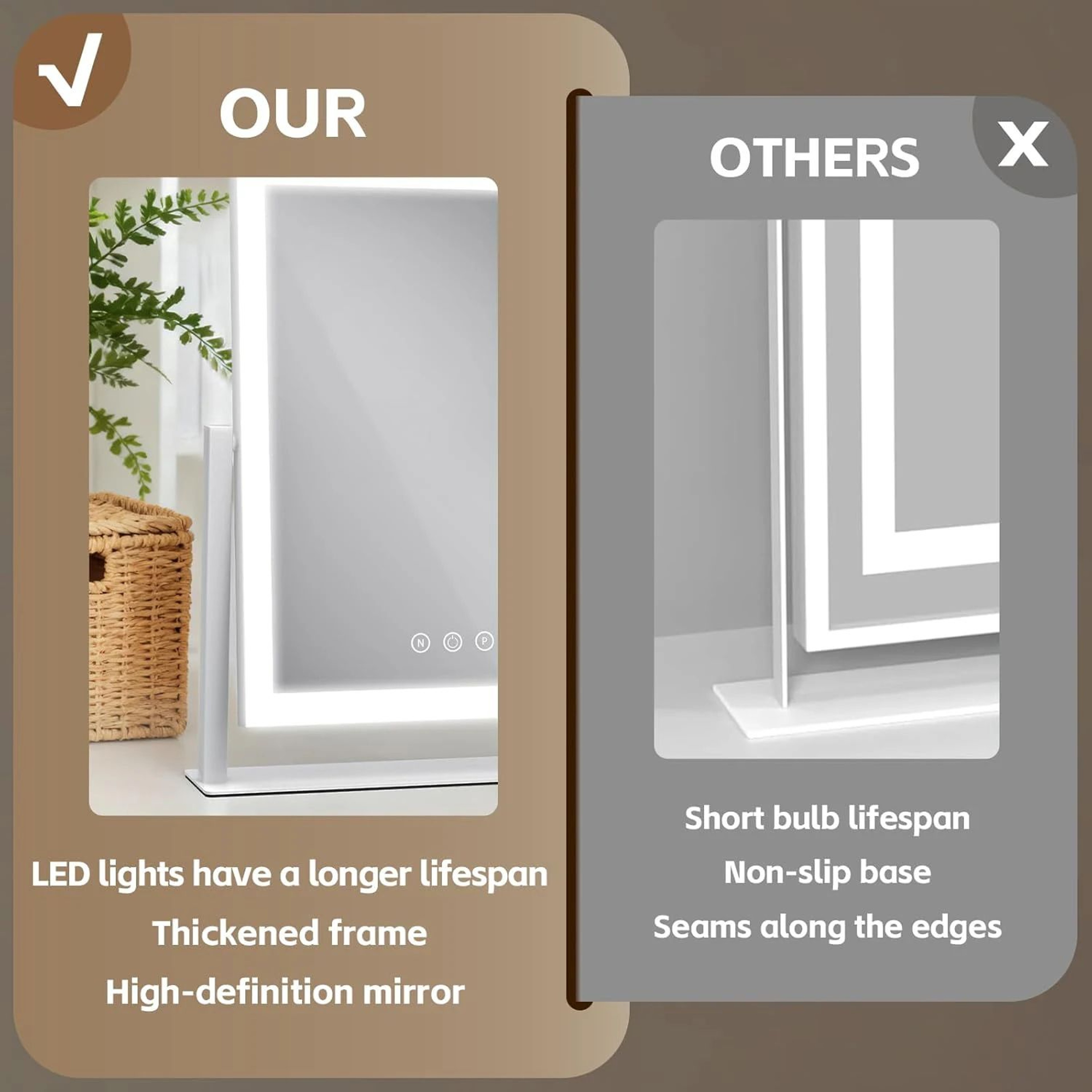 Hollywood Lighted Vanity Mirror With 10X Magnification 5