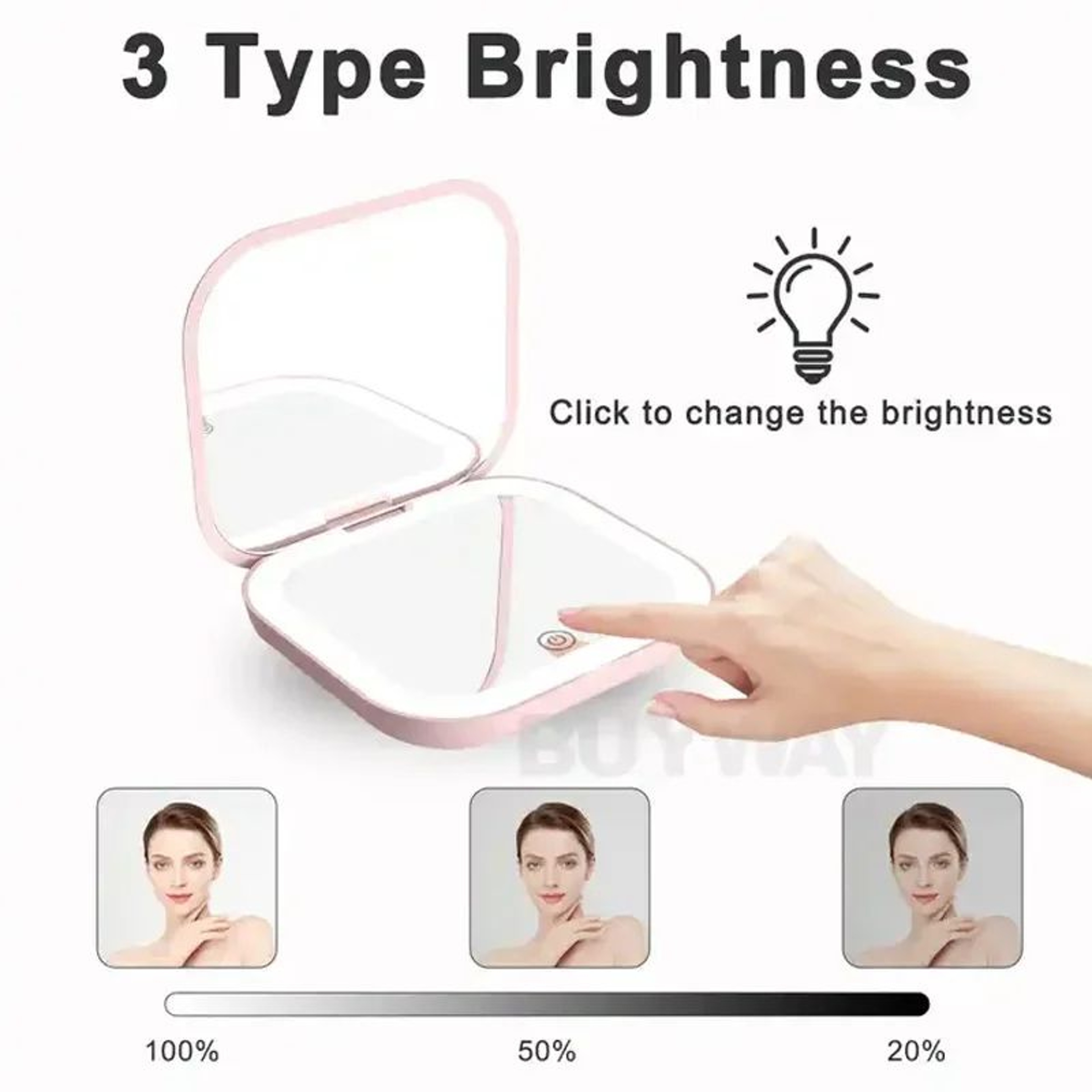 Compact Lighted Folding Makeup Mirror With 2X Magnification 3