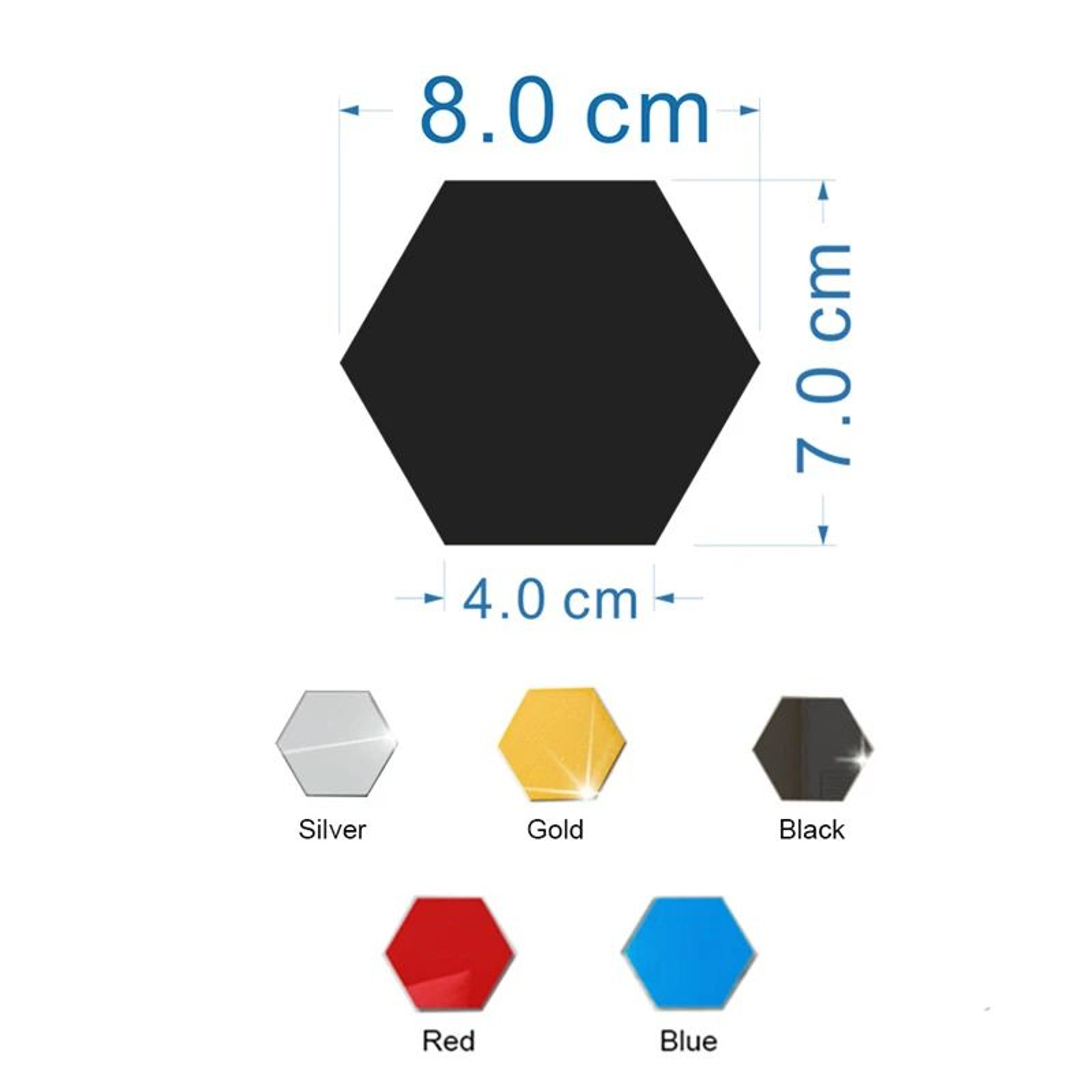 3D Hexagon Self Adhesive Mirror Wall Sticker Set 1