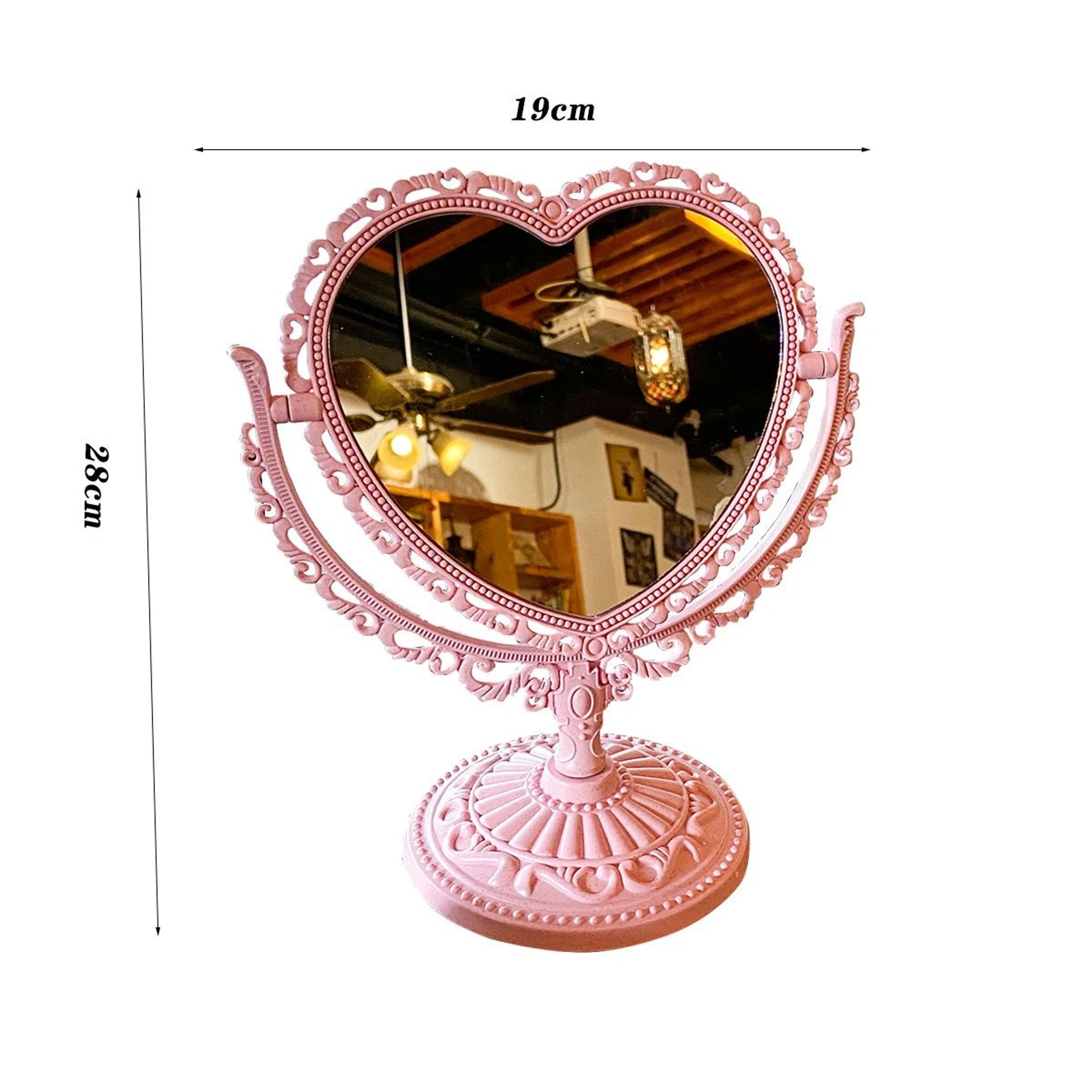 European Retro Heart Shaped Desktop Vanity Mirror 3
