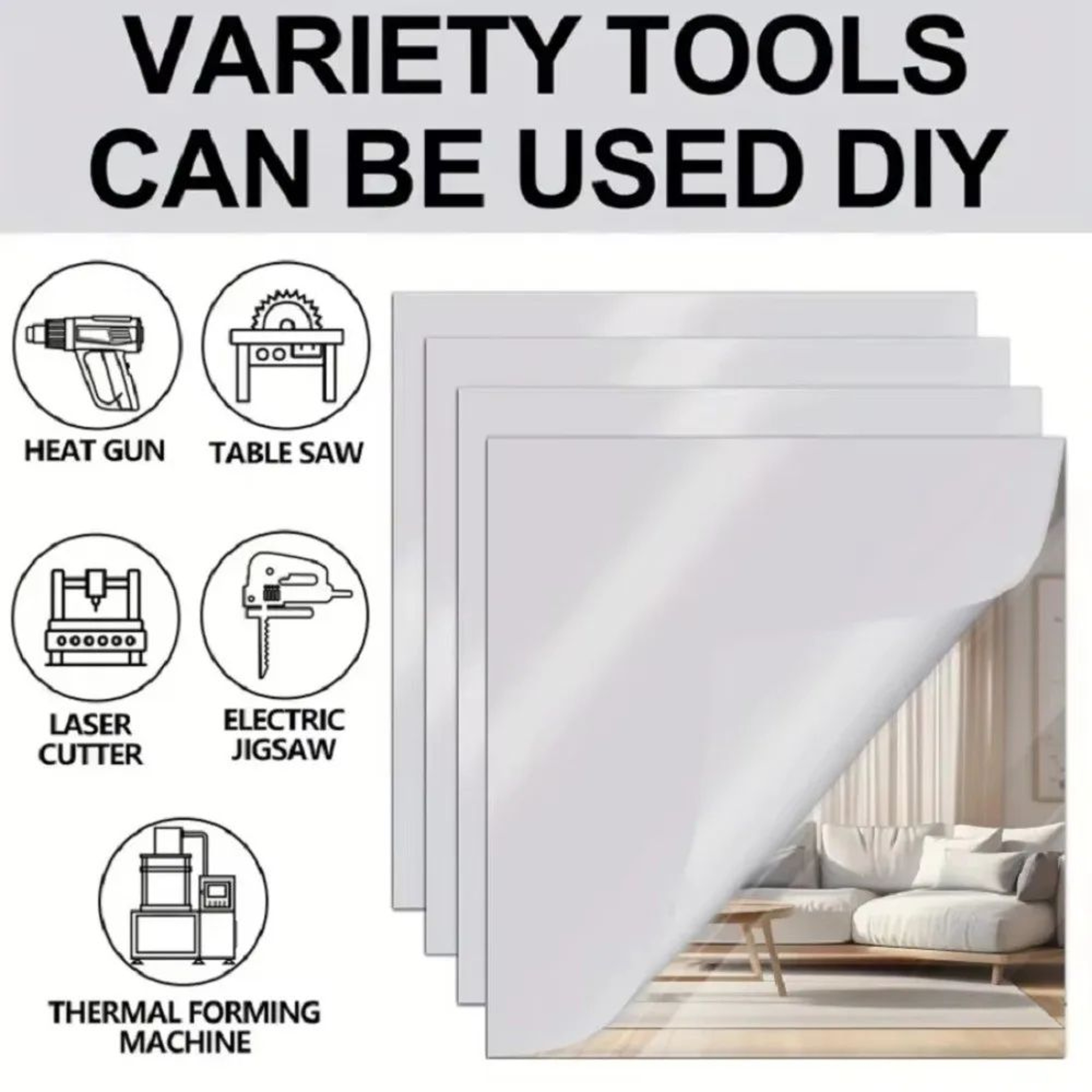 Self Adhesive Acrylic Mirror Sheet Shatterproof DIY Mirror Tile 1