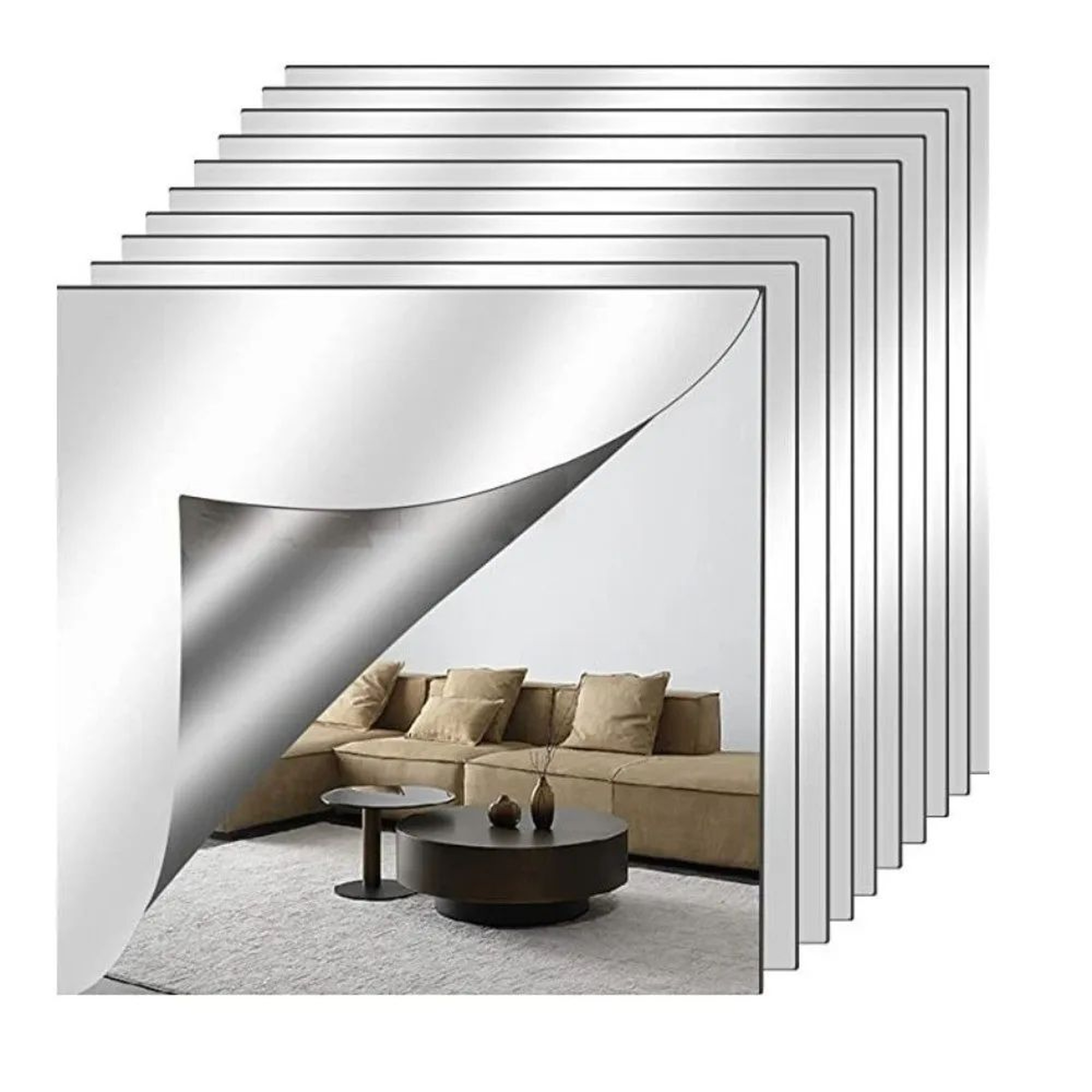 Self Adhesive Acrylic Mirror Sheet Shatterproof DIY Mirror Tile 0