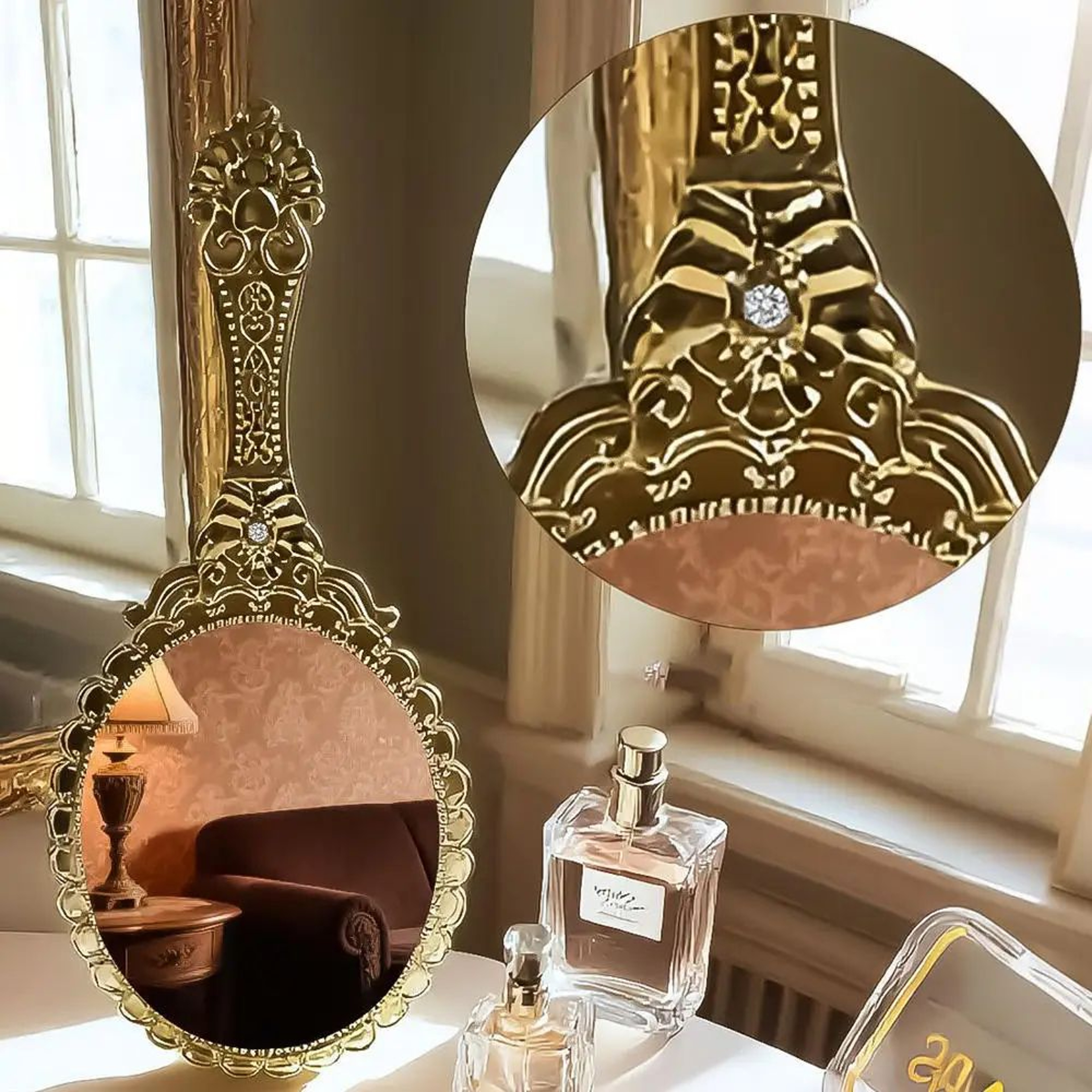 Vintage Court Style Portable Cosmetic Makeup Mirror 12