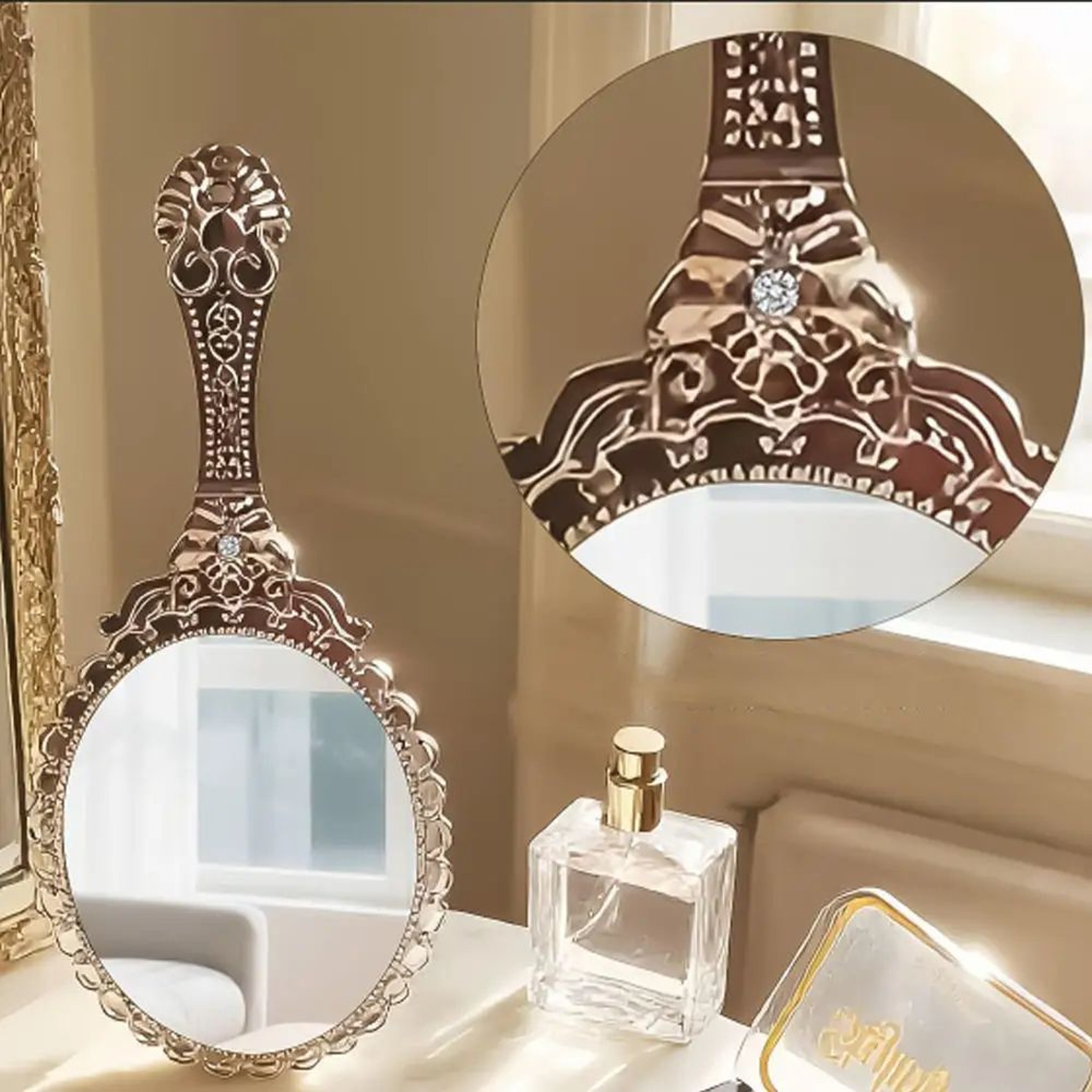 Vintage Court Style Portable Cosmetic Makeup Mirror 11
