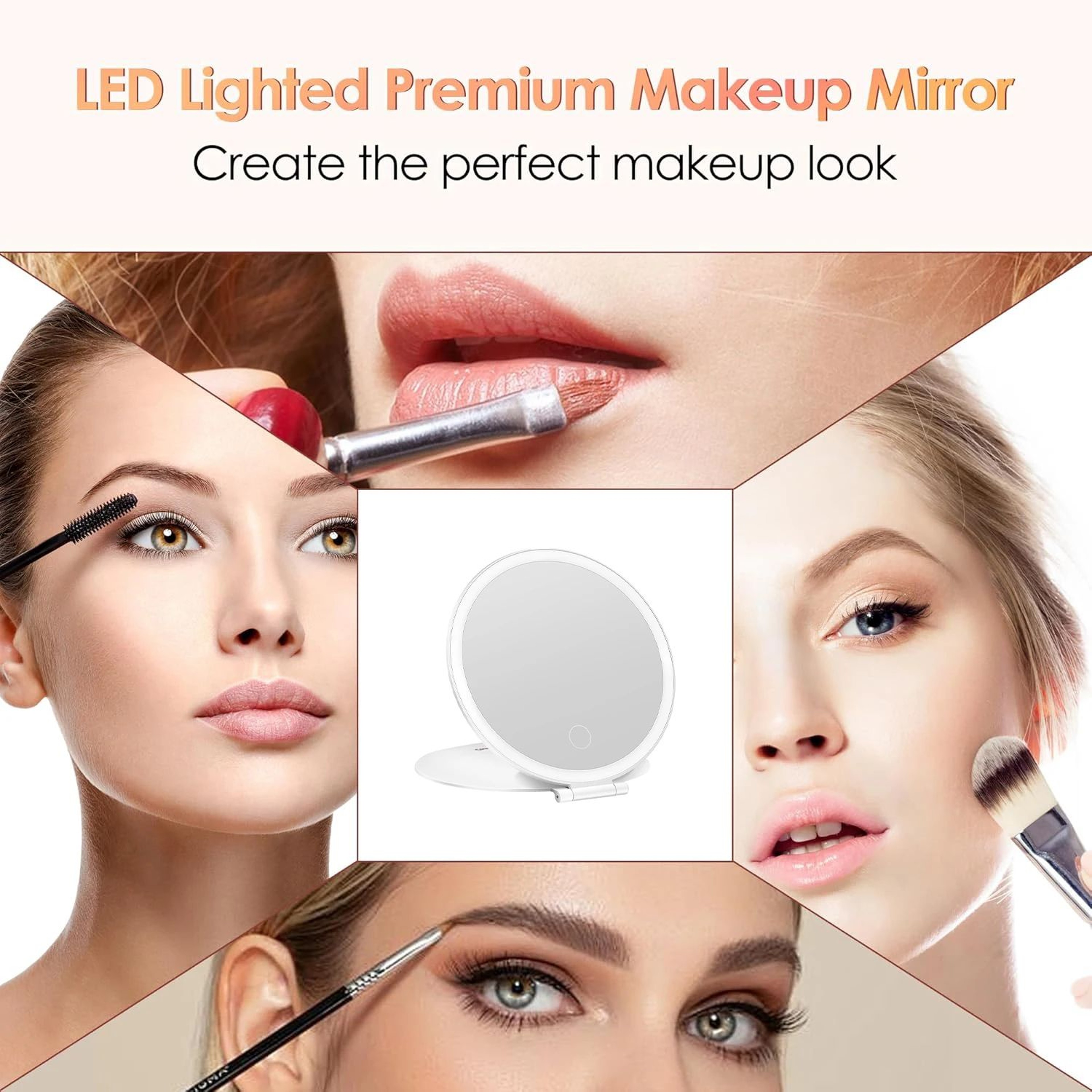 7 Inch Rechargeable LED Folding Travel Makeup Mirror 2