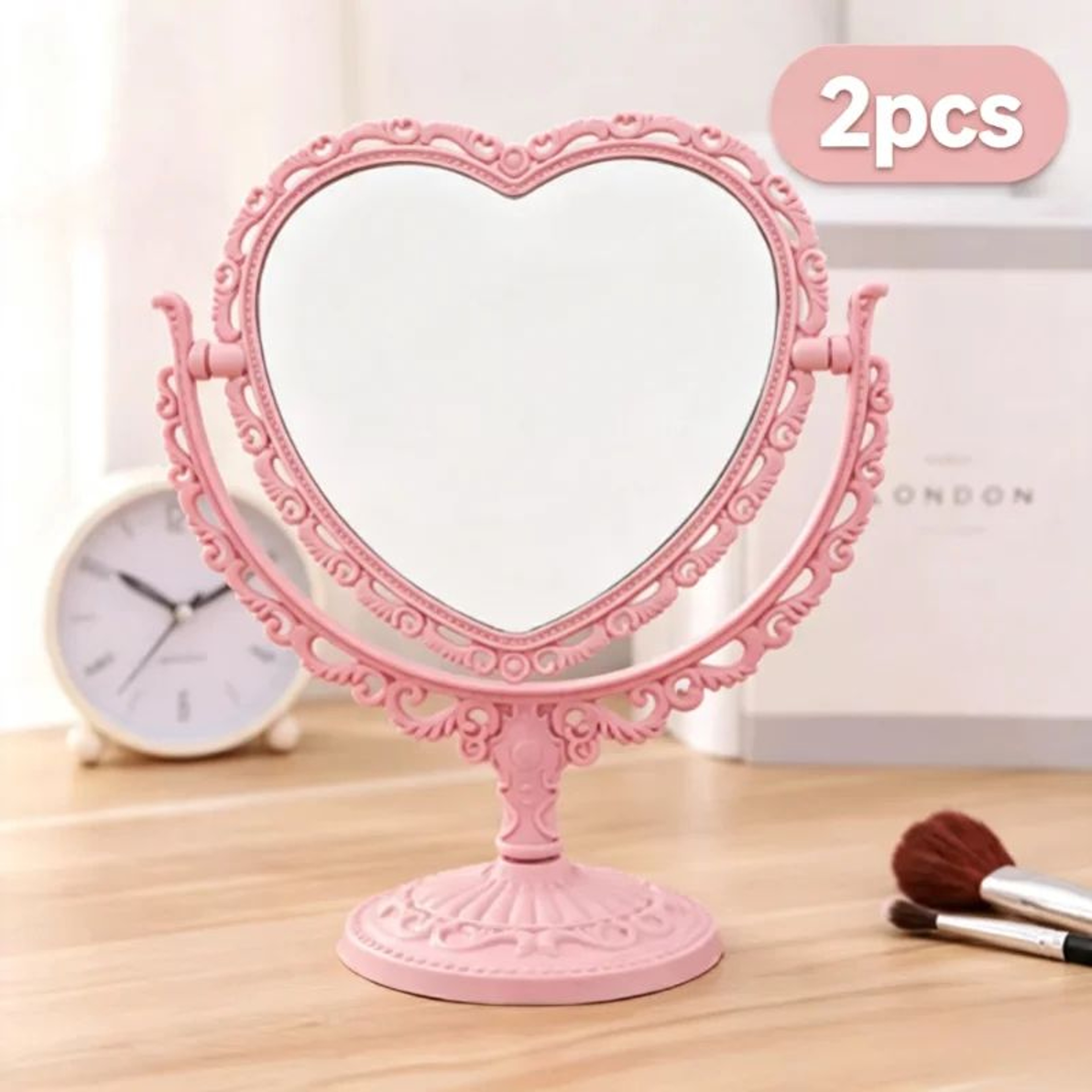 Heart Shaped Double Sided Desktop Makeup Mirror 7