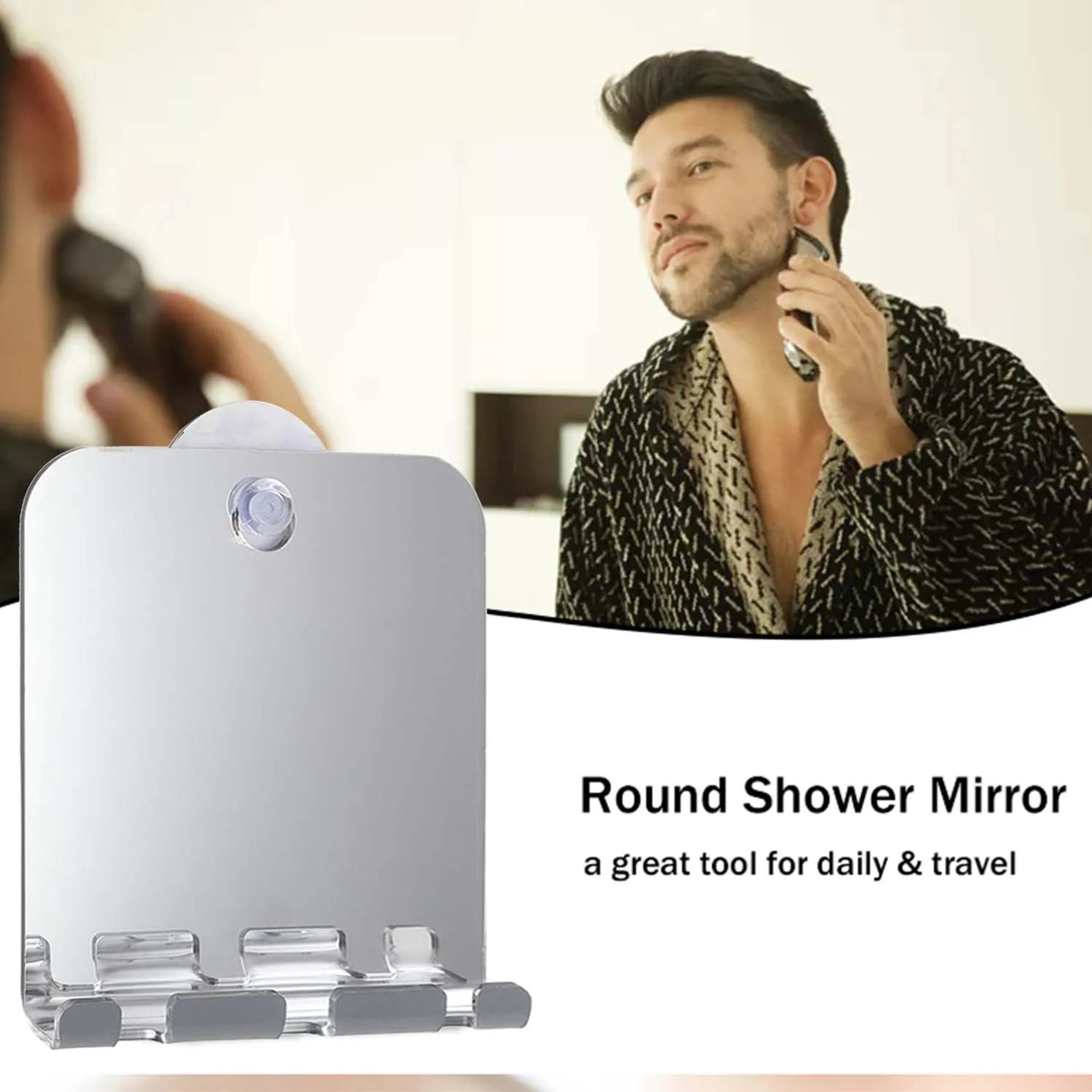Acrylic Unbreakable Shower Shaving Mirror With Razor Hook 1