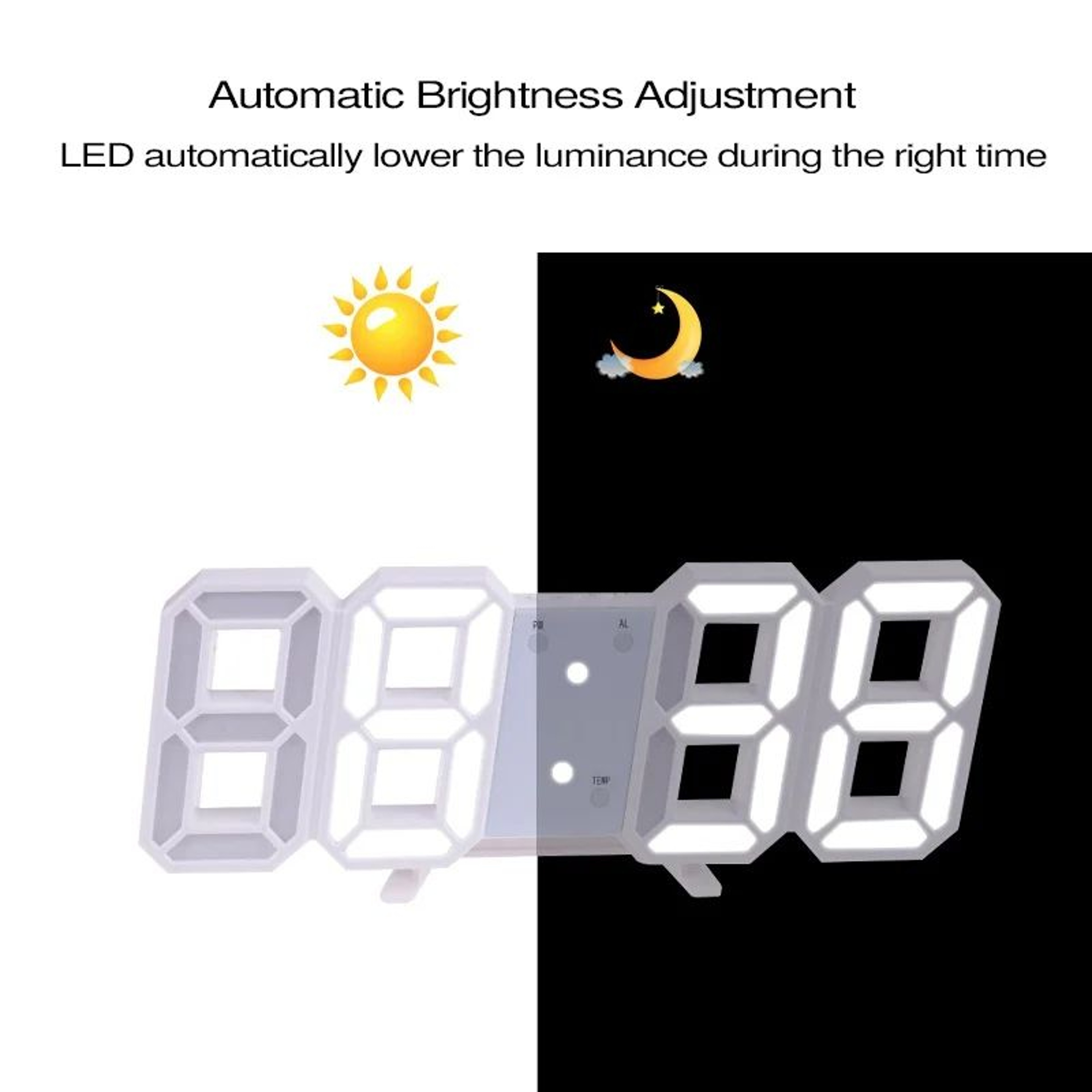 3D LED Digital Alarm Clock With Time Date And Temperature 3