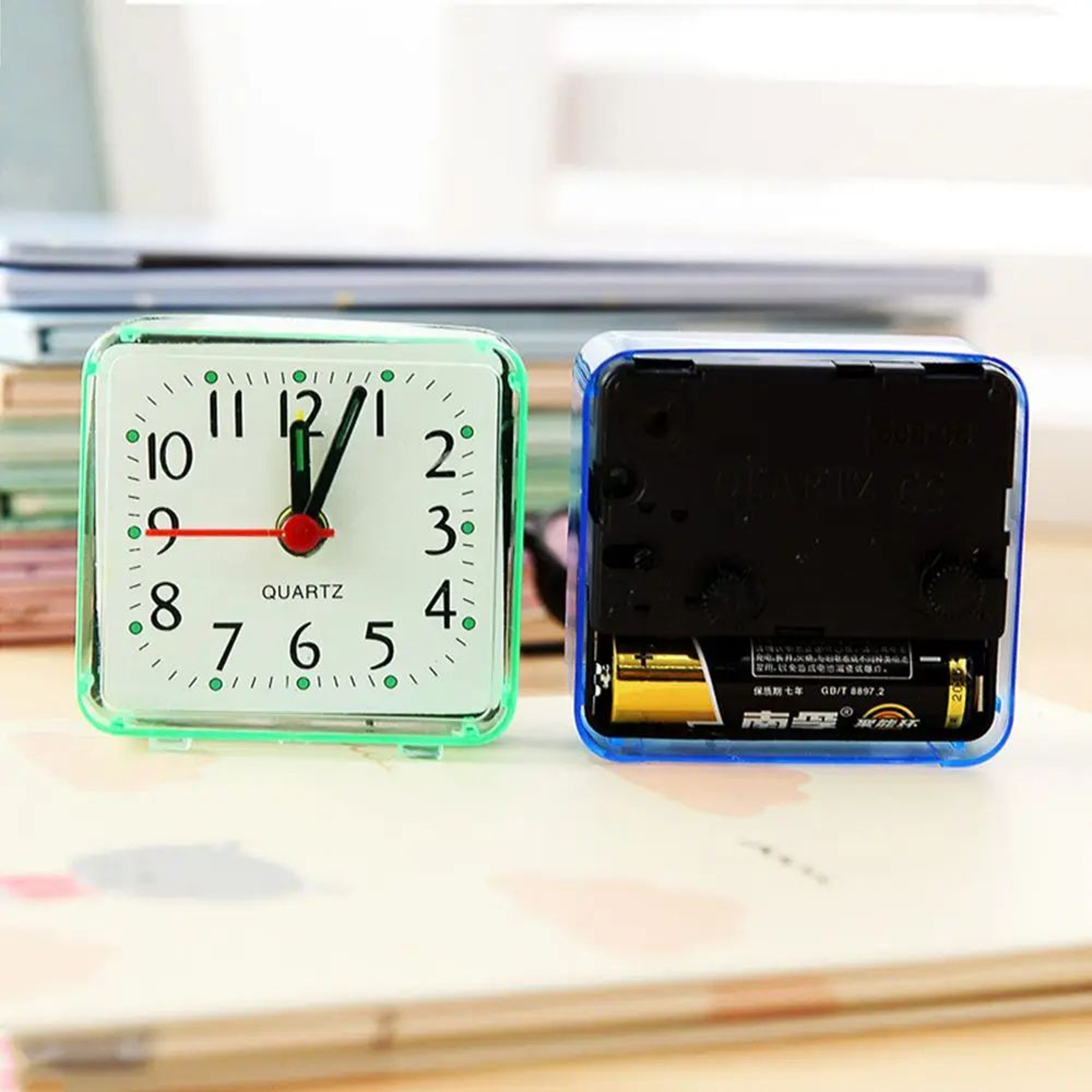 Small Square Silent Quartz Bedside Alarm Clock 1