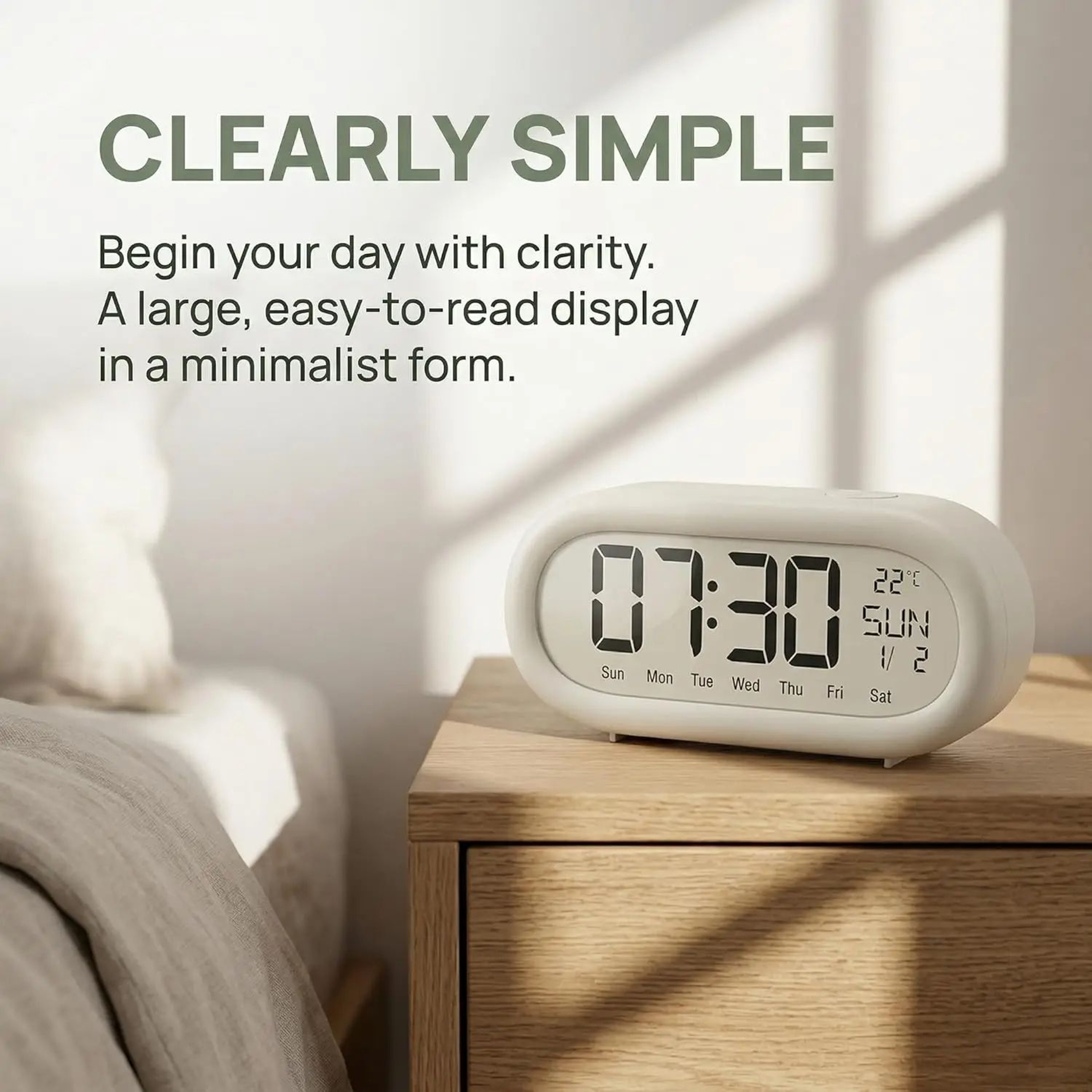 Digital LCD Alarm Clock With Temperature And Humidity Display 1