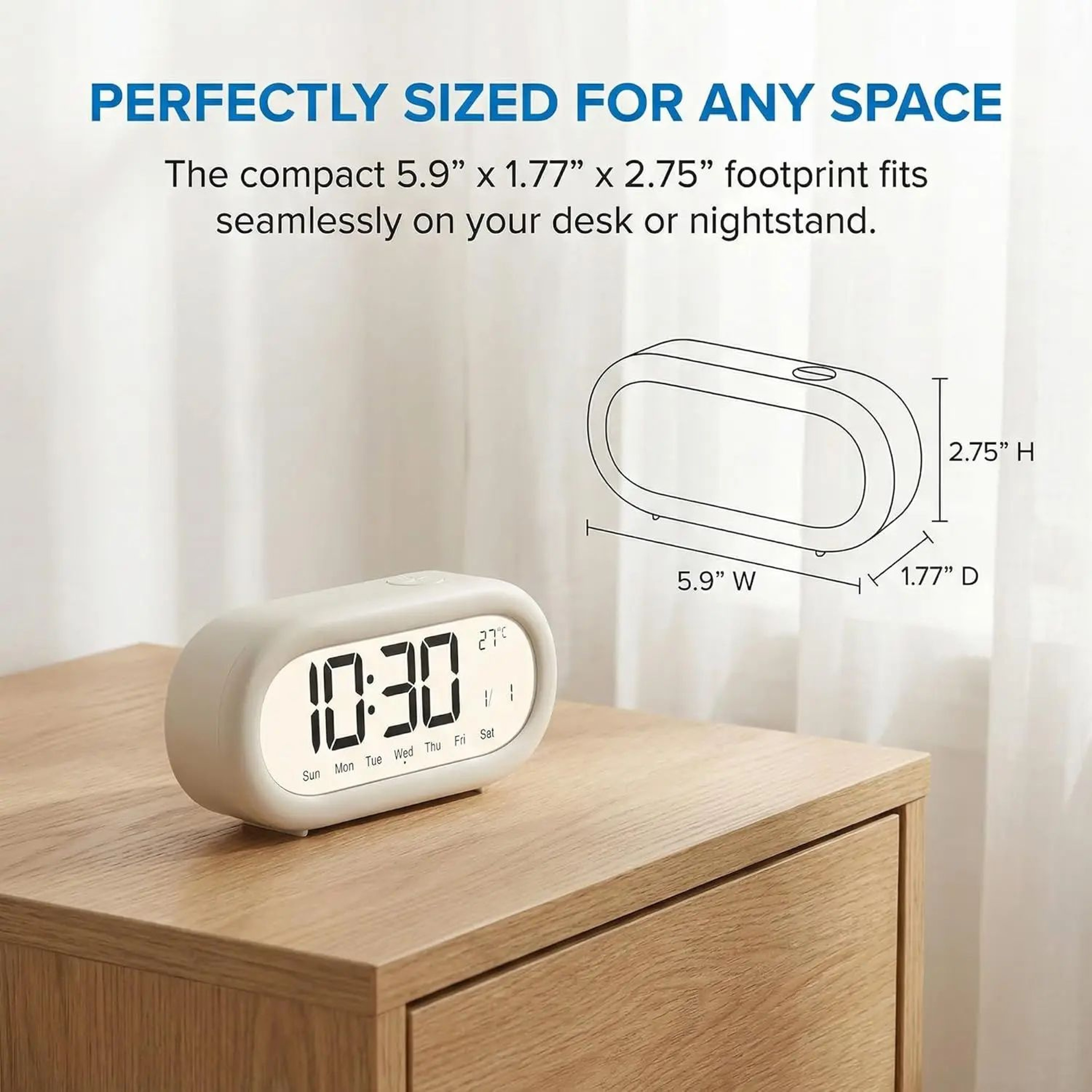 Digital LCD Alarm Clock With Temperature And Humidity Display 4